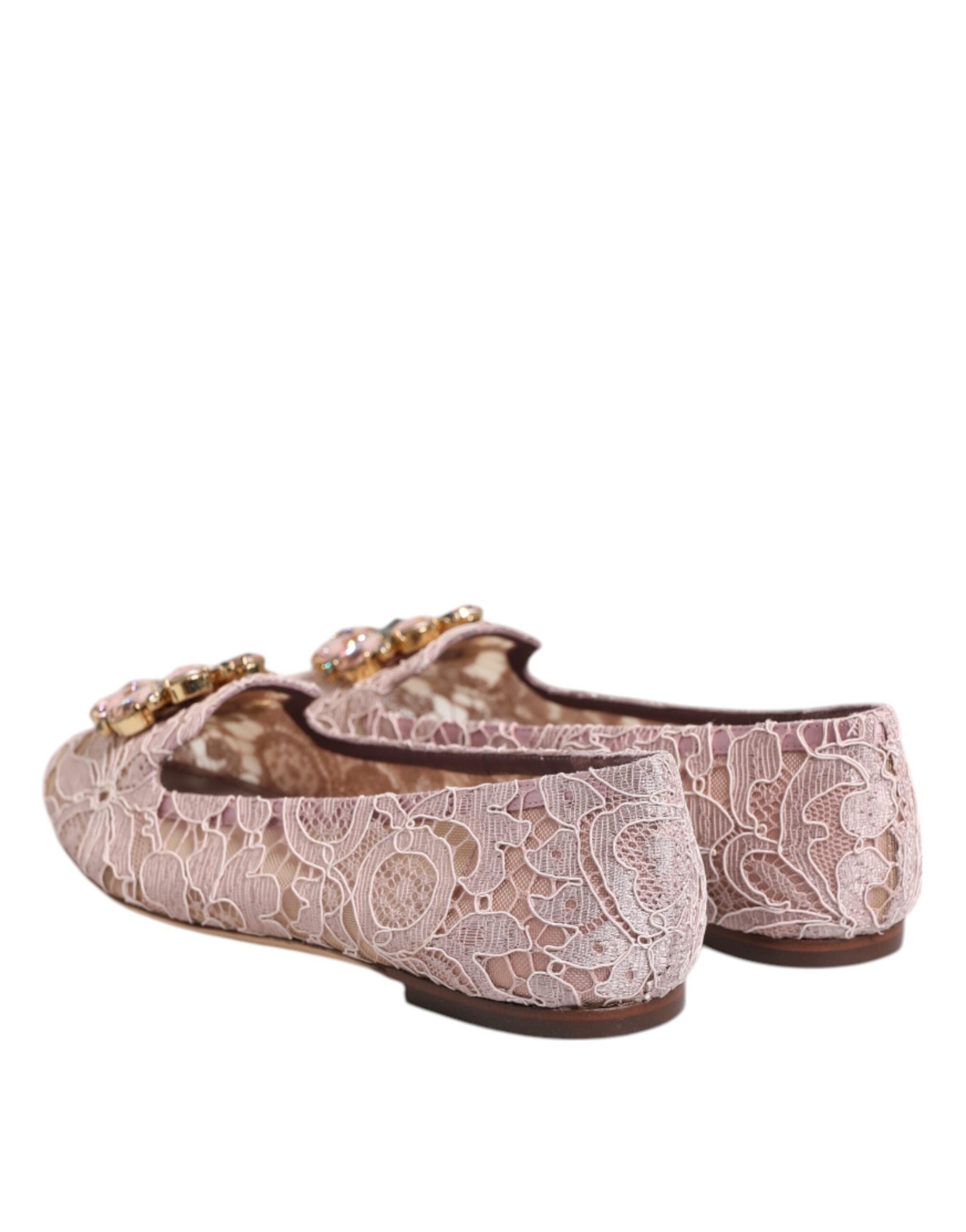 Dolce & Gabbana Pink Lace Taormina Crystals Flats Shoes Glam Steals