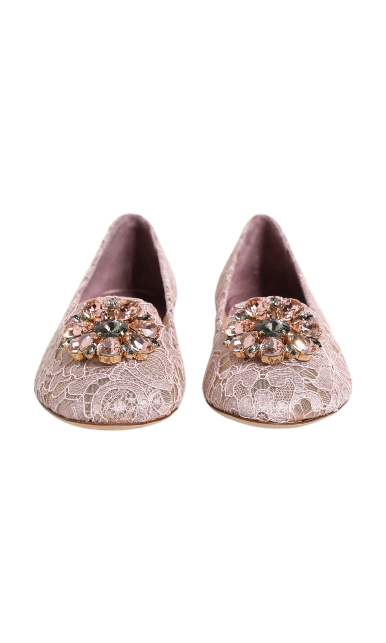 Dolce & Gabbana Pink Lace Taormina Crystals Flats Shoes Glam Steals