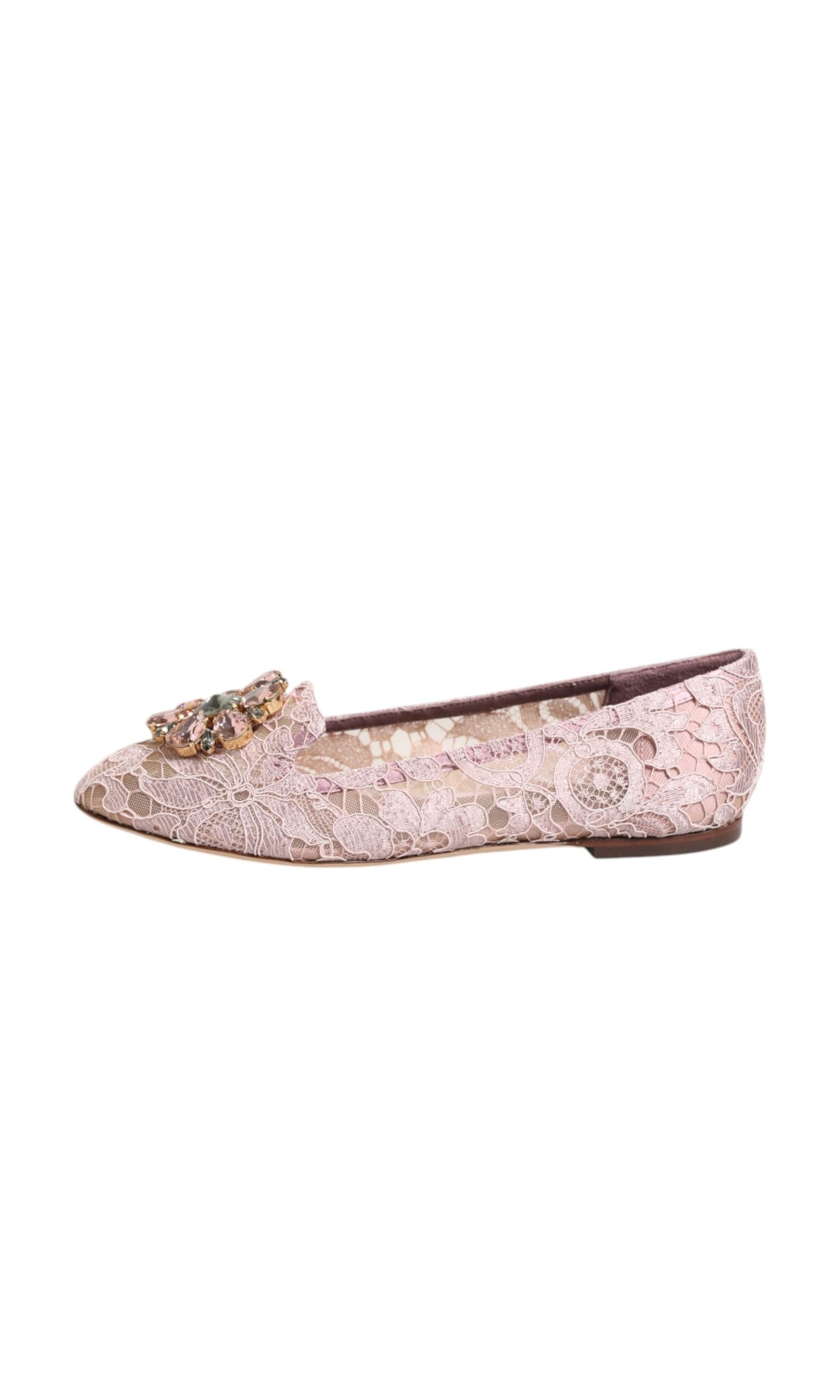 Dolce & Gabbana Pink Lace Taormina Crystals Flats Shoes Glam Steals