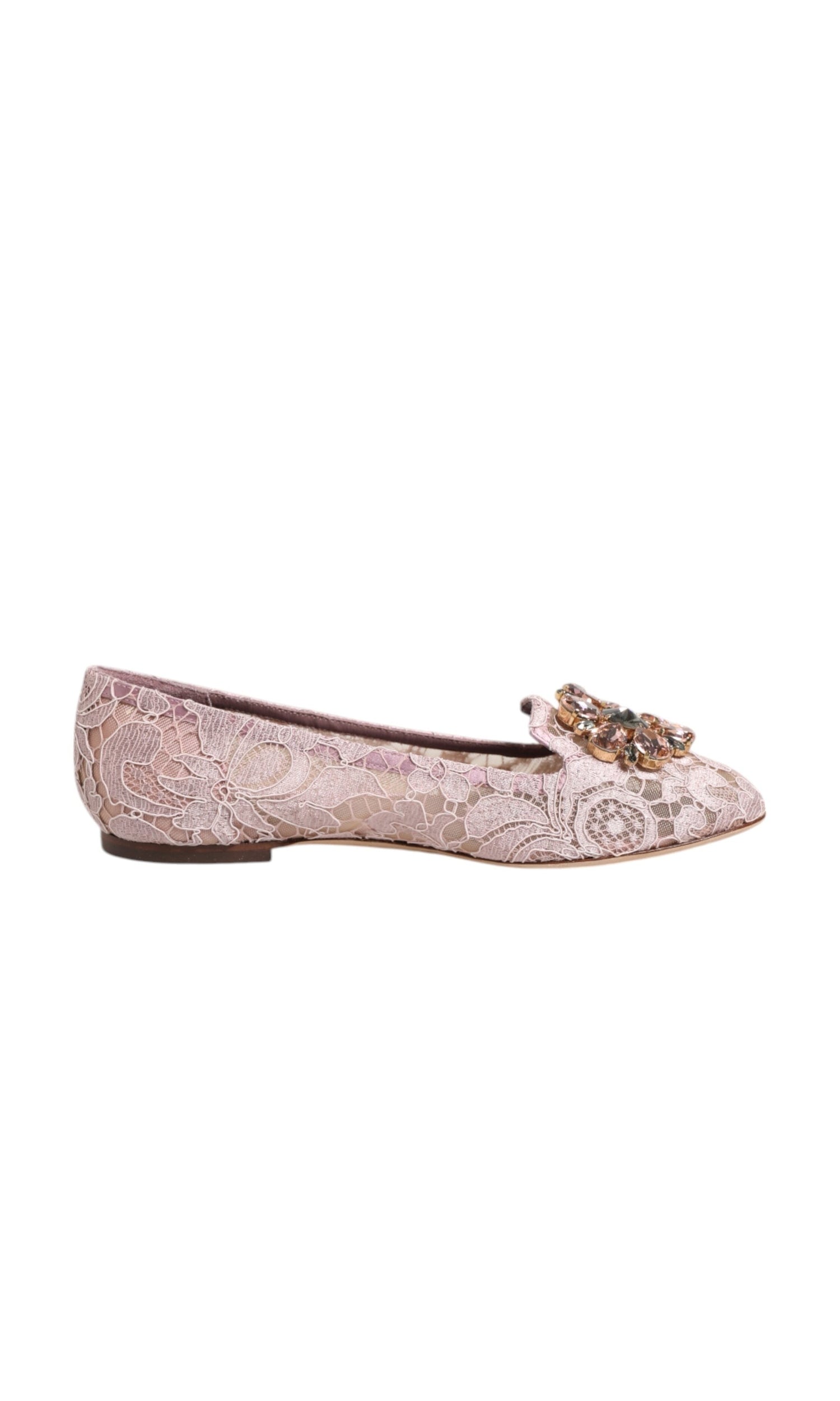 Dolce & Gabbana Pink Lace Taormina Crystals Flats Shoes Glam Steals