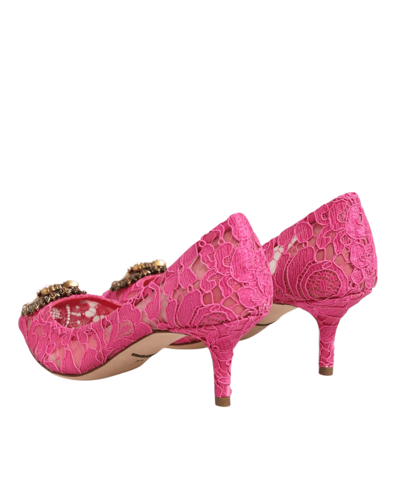 Dolce & Gabbana Pink Lace Taormina Devotion Pumps Shoes Glam Steals