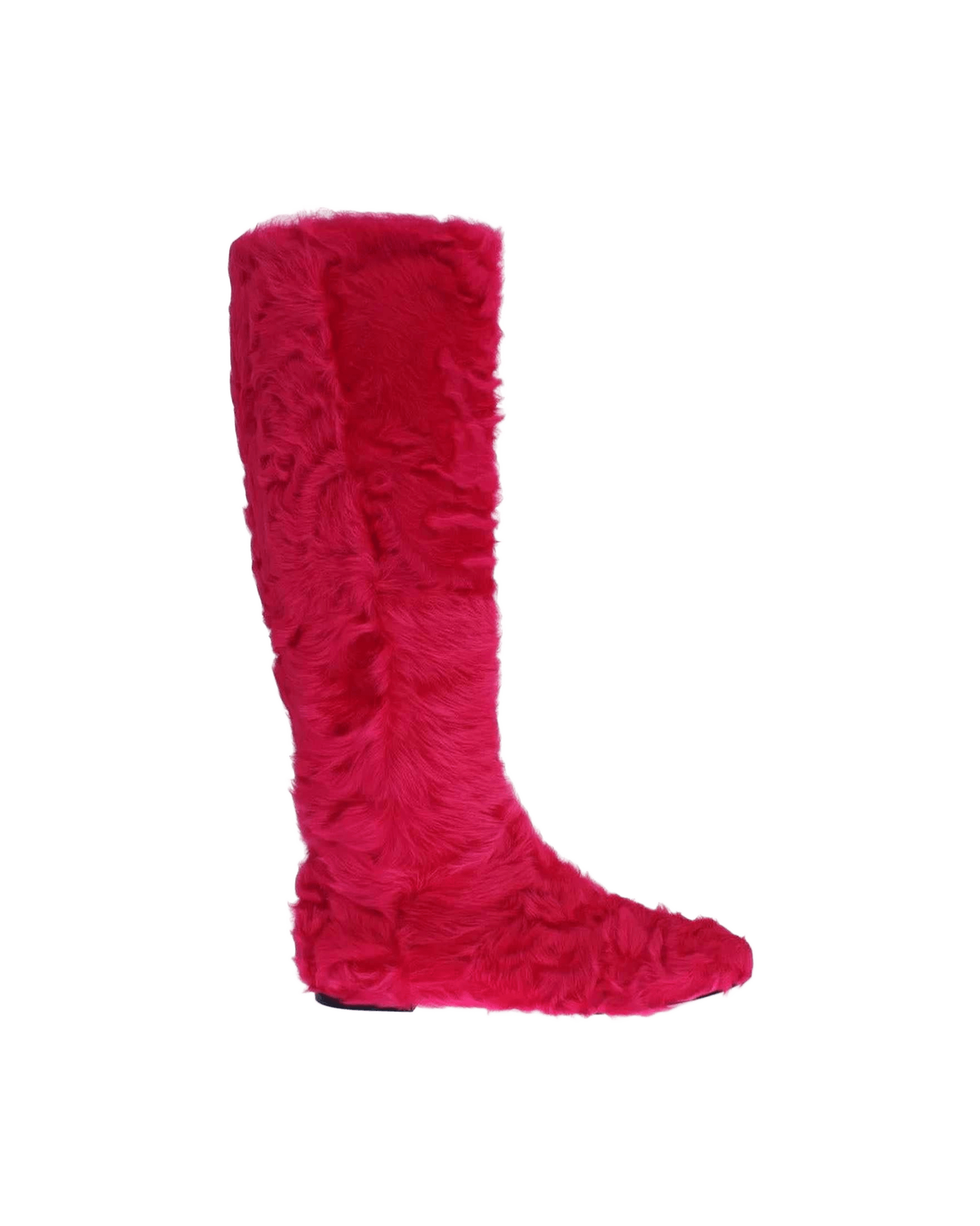 Dolce & Gabbana Pink Lamb Fur Leather Flat Boots Shoes Glam Steals