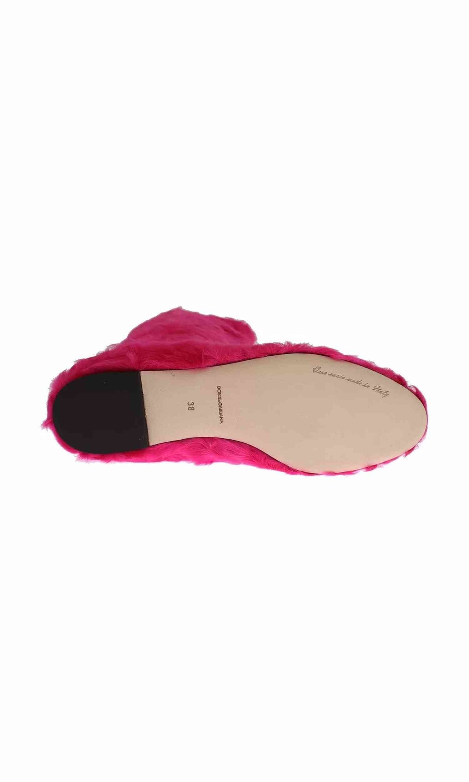 Dolce & Gabbana Pink Lamb Fur Leather Flat Boots Shoes Glam Steals