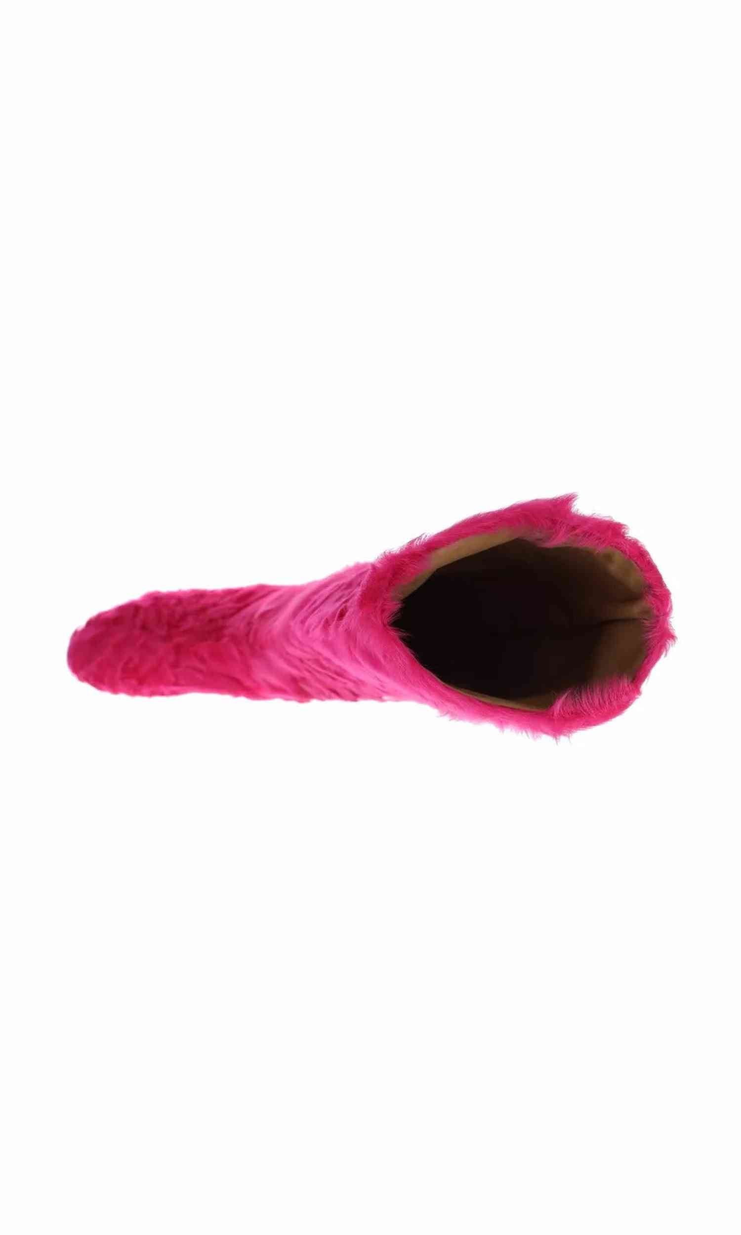 Dolce & Gabbana Pink Lamb Fur Leather Flat Boots Shoes Glam Steals
