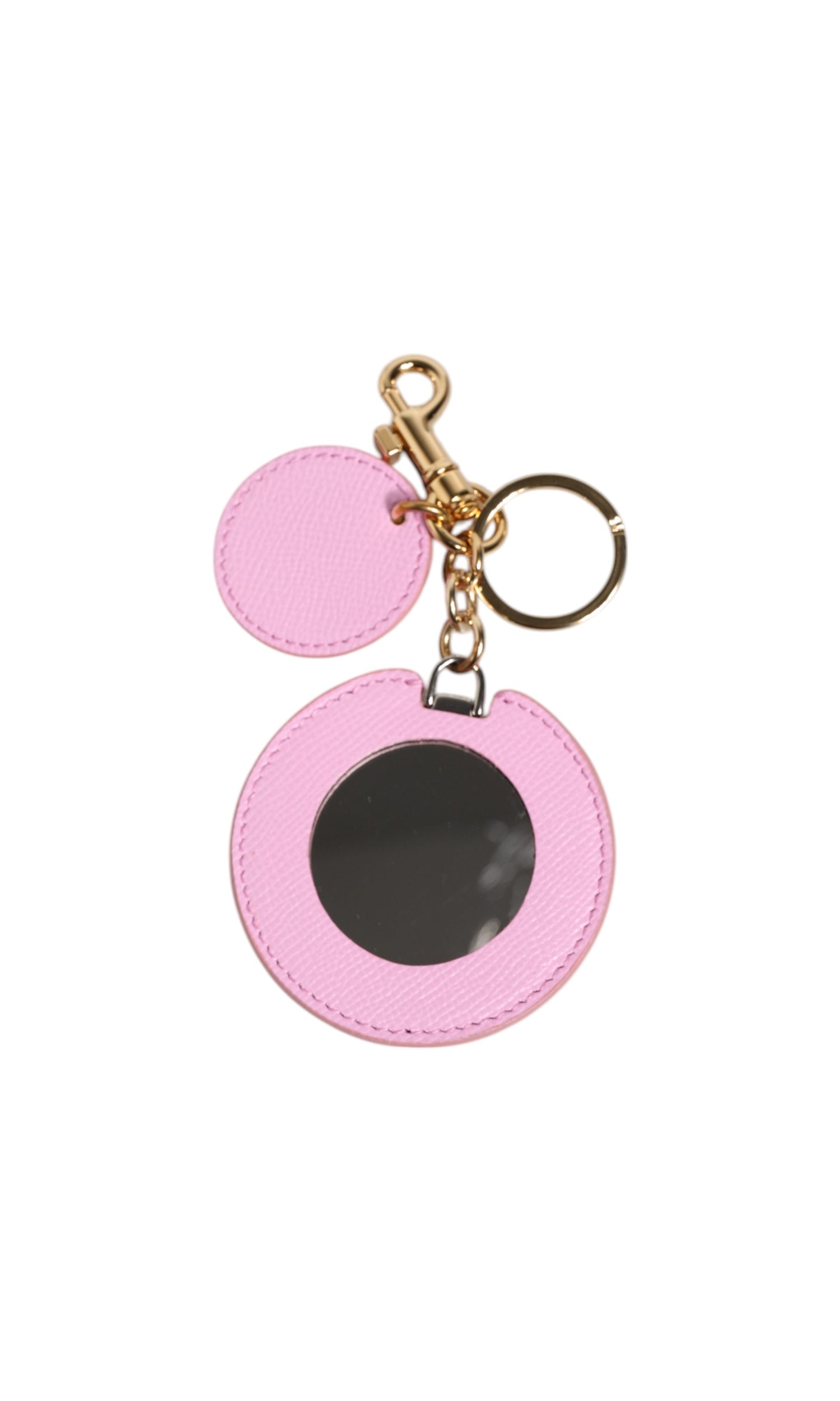 Dolce & Gabbana Pink Leather Calf Gold Metal Logo Print Keyring Keychain Glam Steals