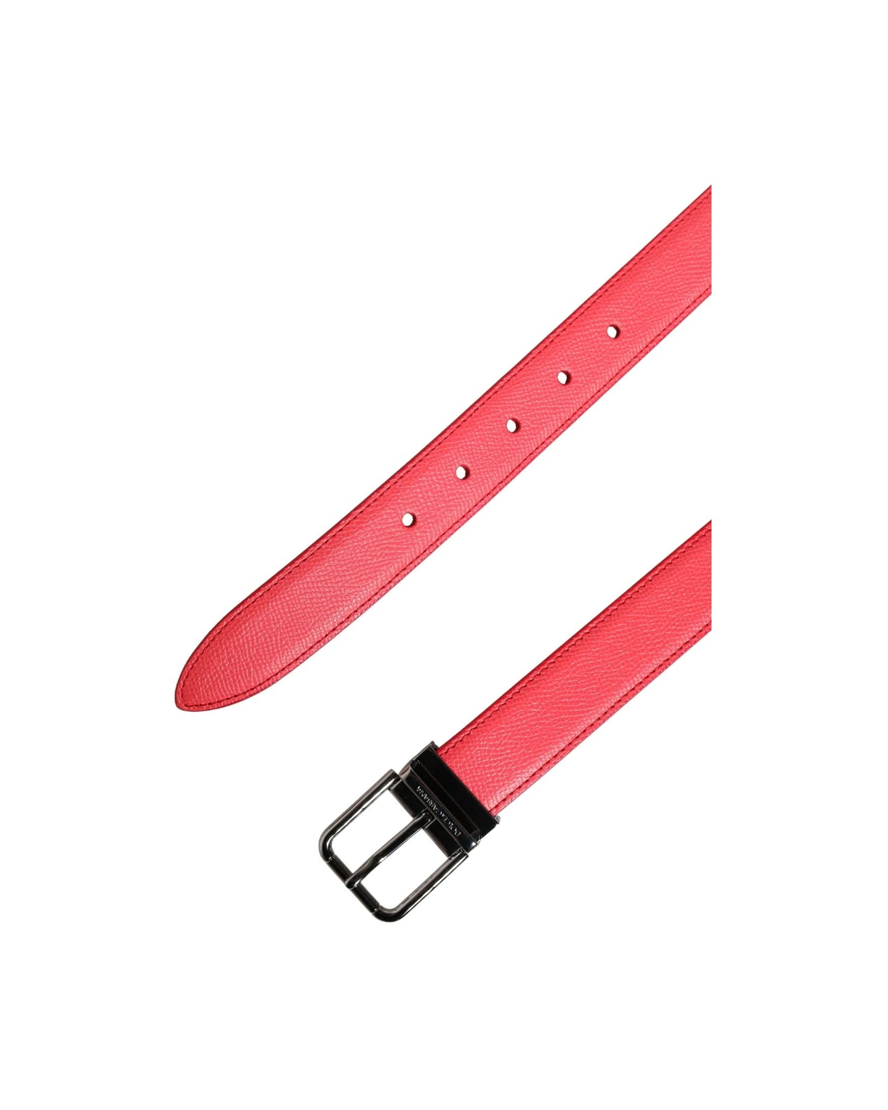 Dolce & Gabbana Pink Leather Calf Silver Metal Buckle Belt 