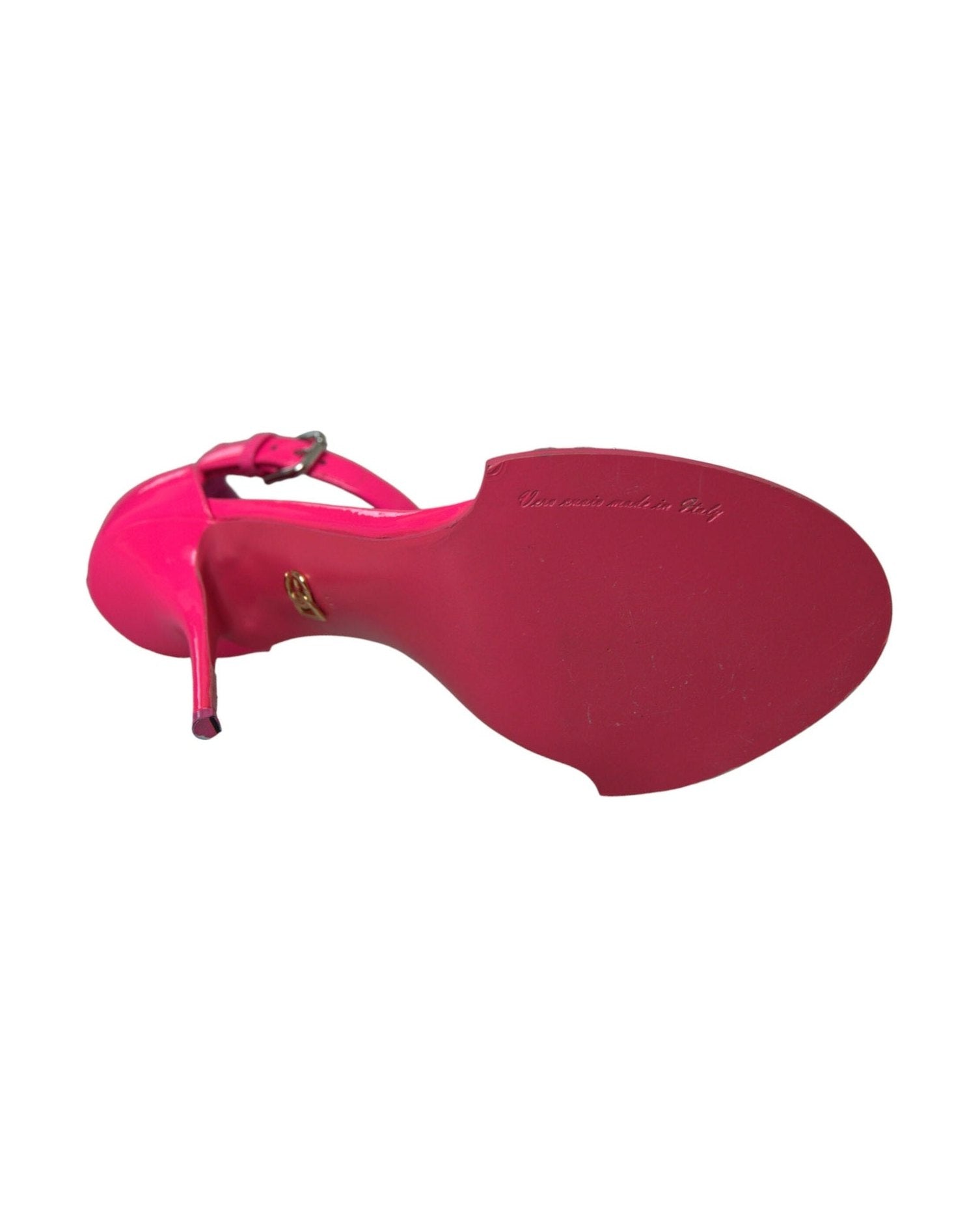 Dolce & Gabbana Pink Leather Crystal Heels Sandals Shoes Heels