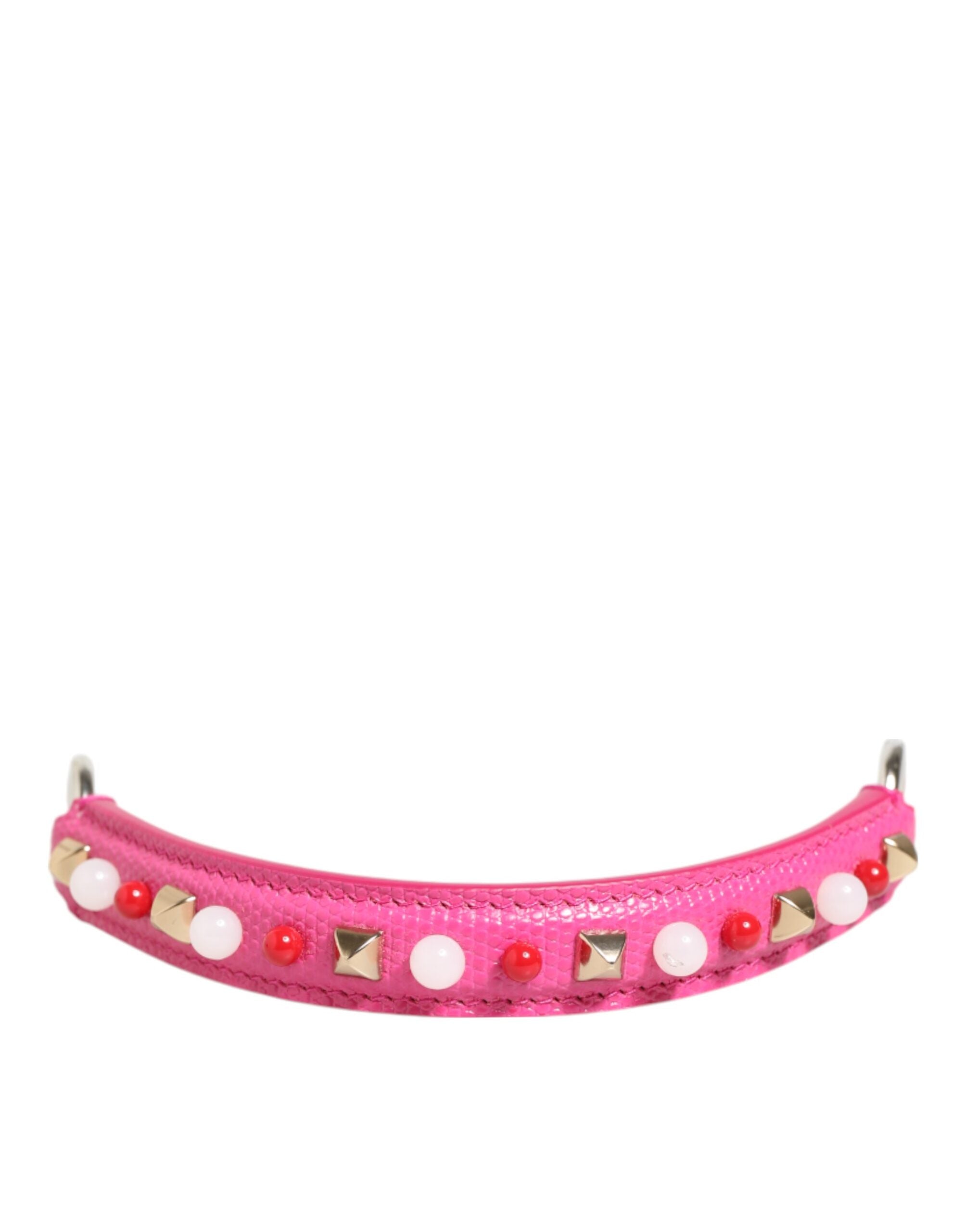 Dolce & Gabbana Pink Leather Embellished Bag Handle Women Shoulder Strap Glam Steals