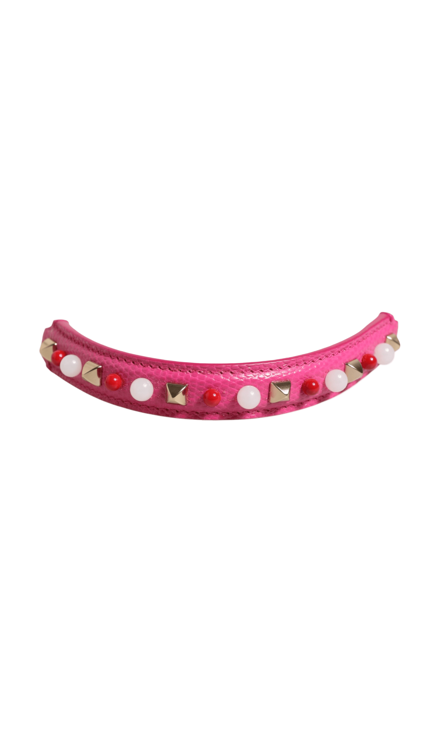 Dolce & Gabbana Pink Leather Embellished Bag Handle Women Shoulder Strap Glam Steals