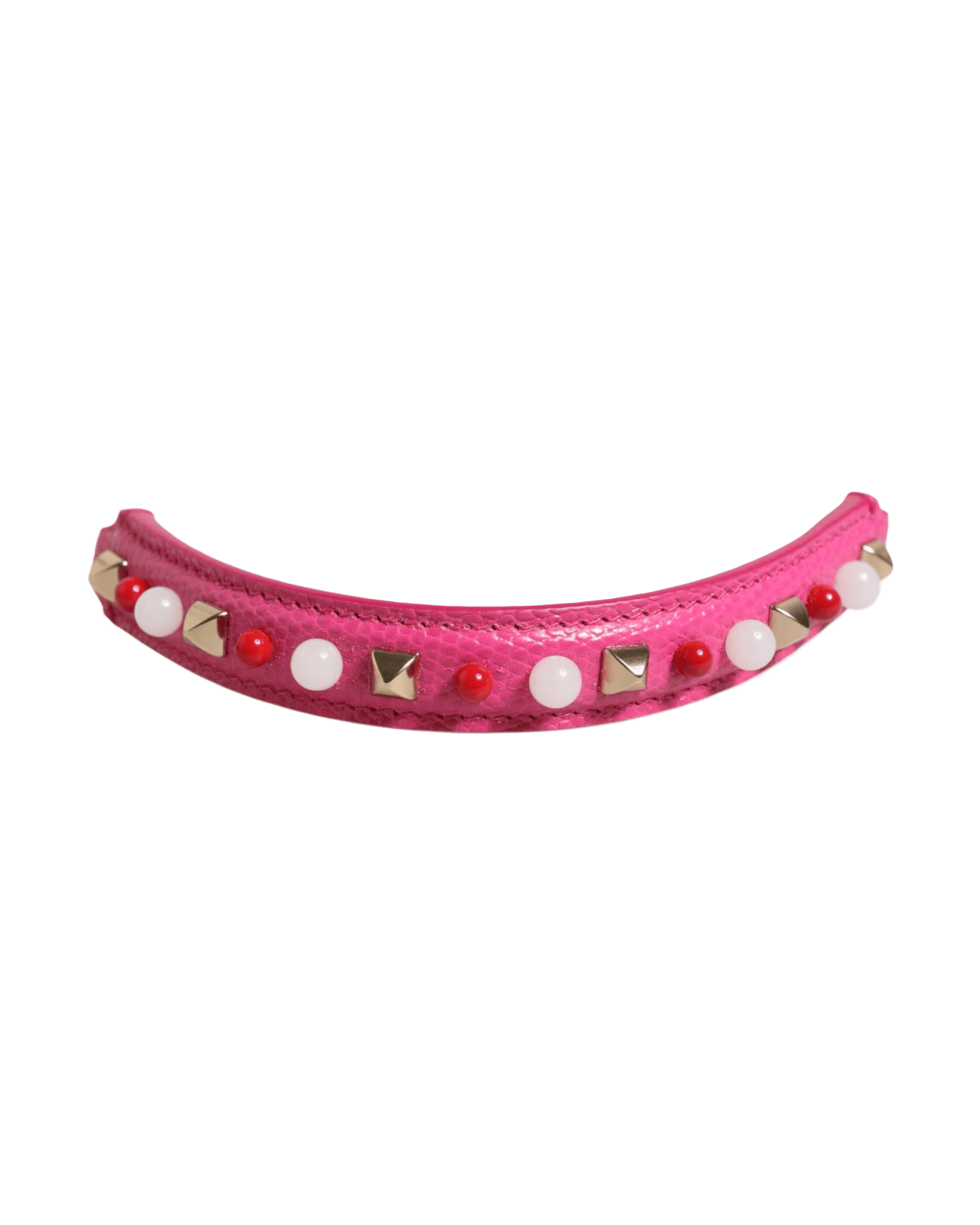 Dolce & Gabbana Pink Leather Embellished Bag Handle Women Shoulder Strap Glam Steals