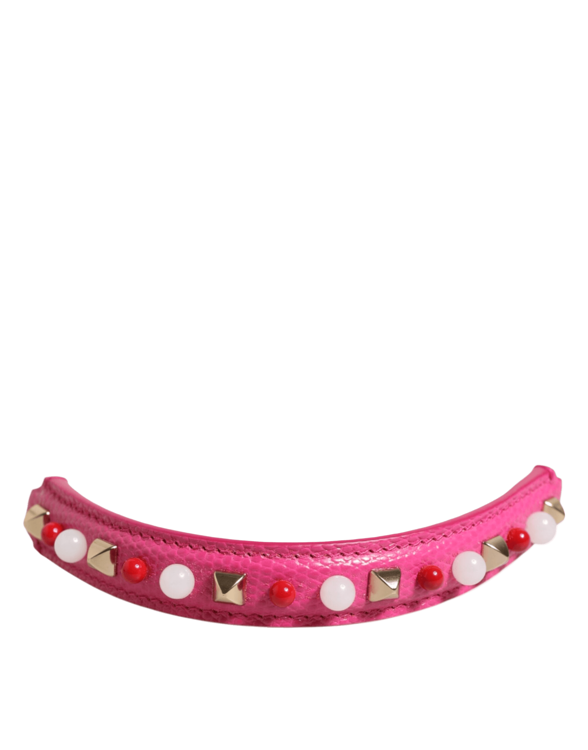 Dolce & Gabbana Pink Leather Embellished Bag Handle Women Shoulder Strap Glam Steals