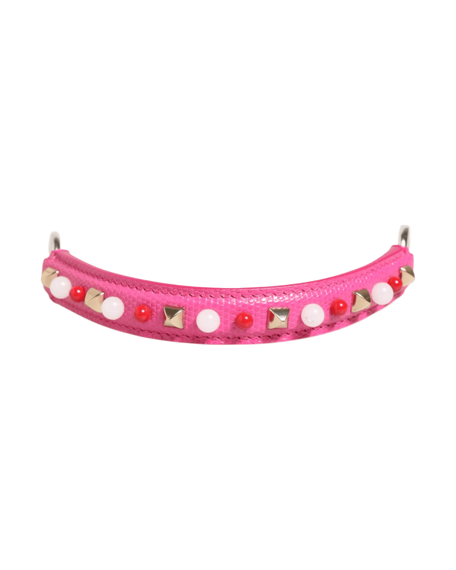 Dolce & Gabbana Pink Leather Embellished Bag Handle Women Shoulder Strap Glam Steals