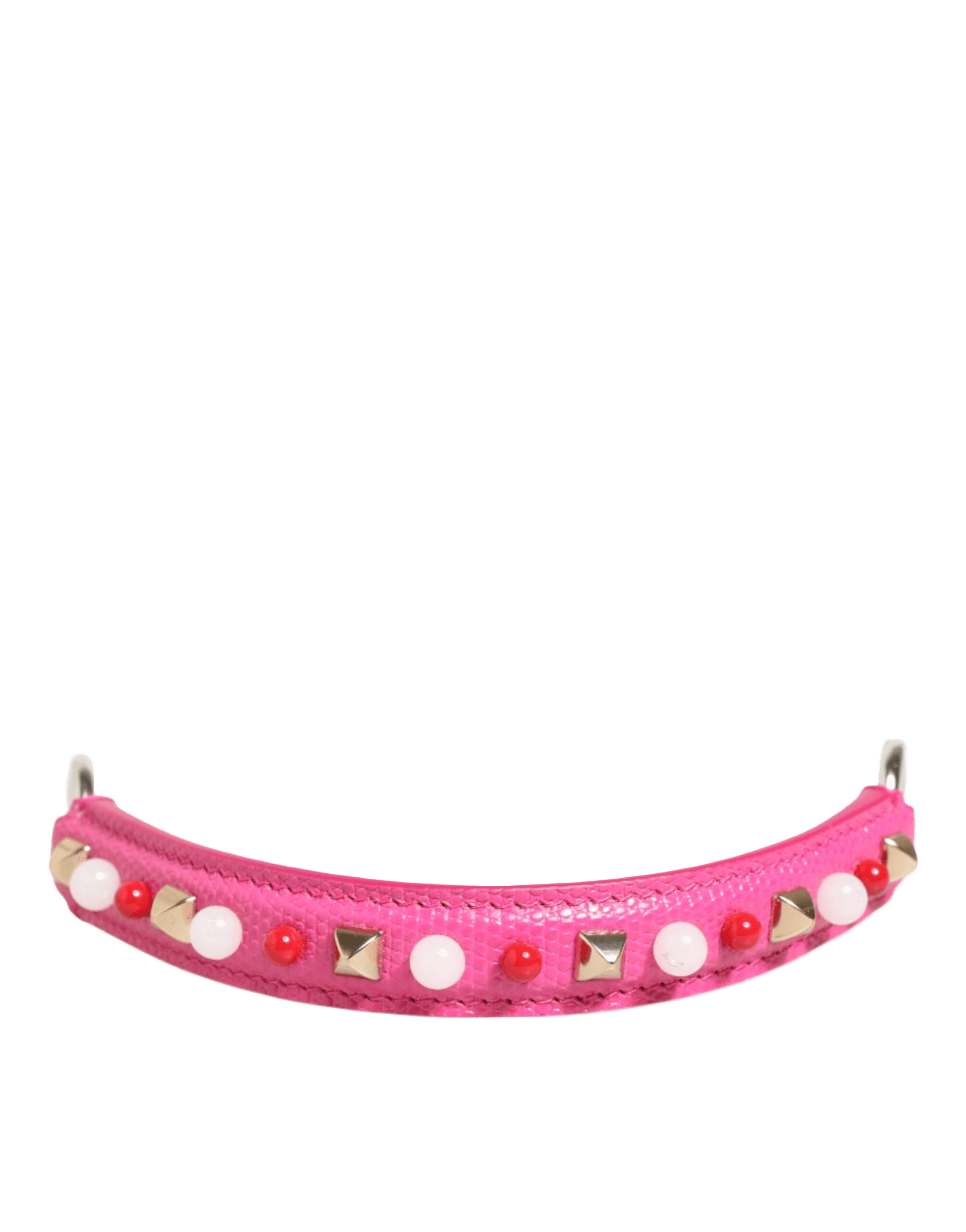 Dolce & Gabbana Pink Leather Embellished Bag Handle Women Shoulder Strap Glam Steals