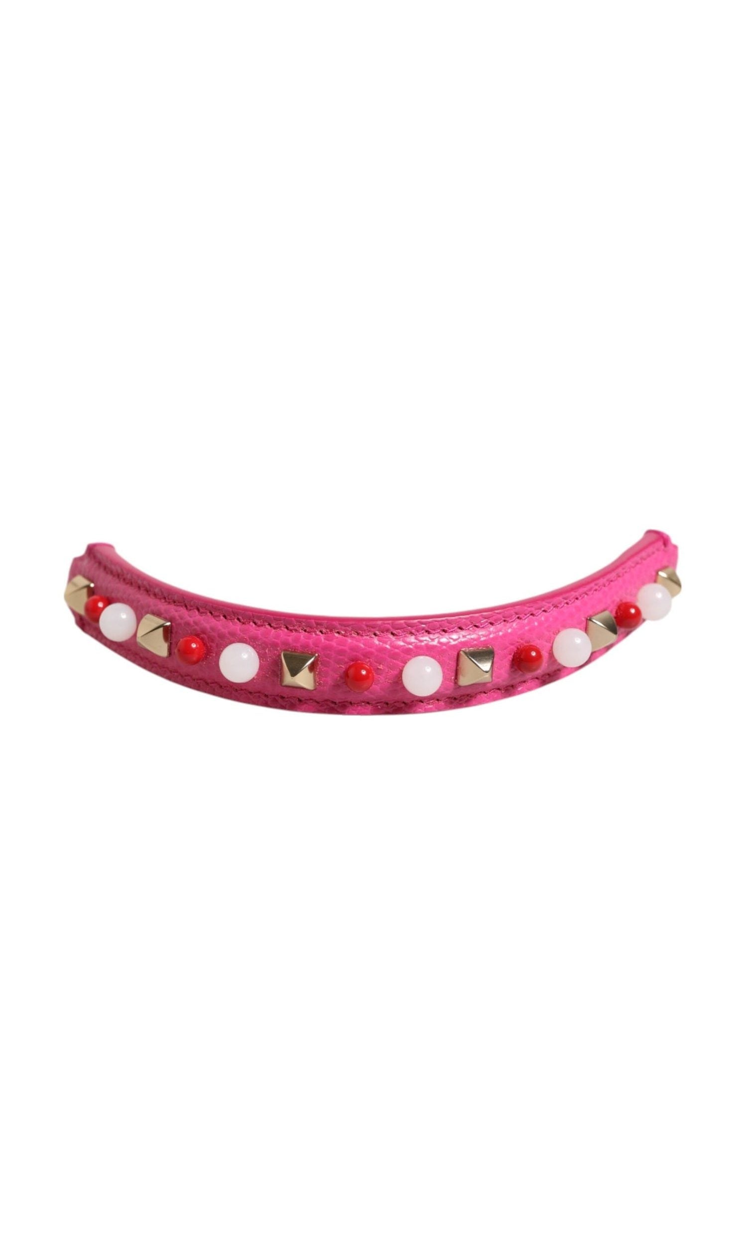 Dolce & Gabbana Pink Leather Embellished Bag Handle Women Shoulder Strap Glam Steals