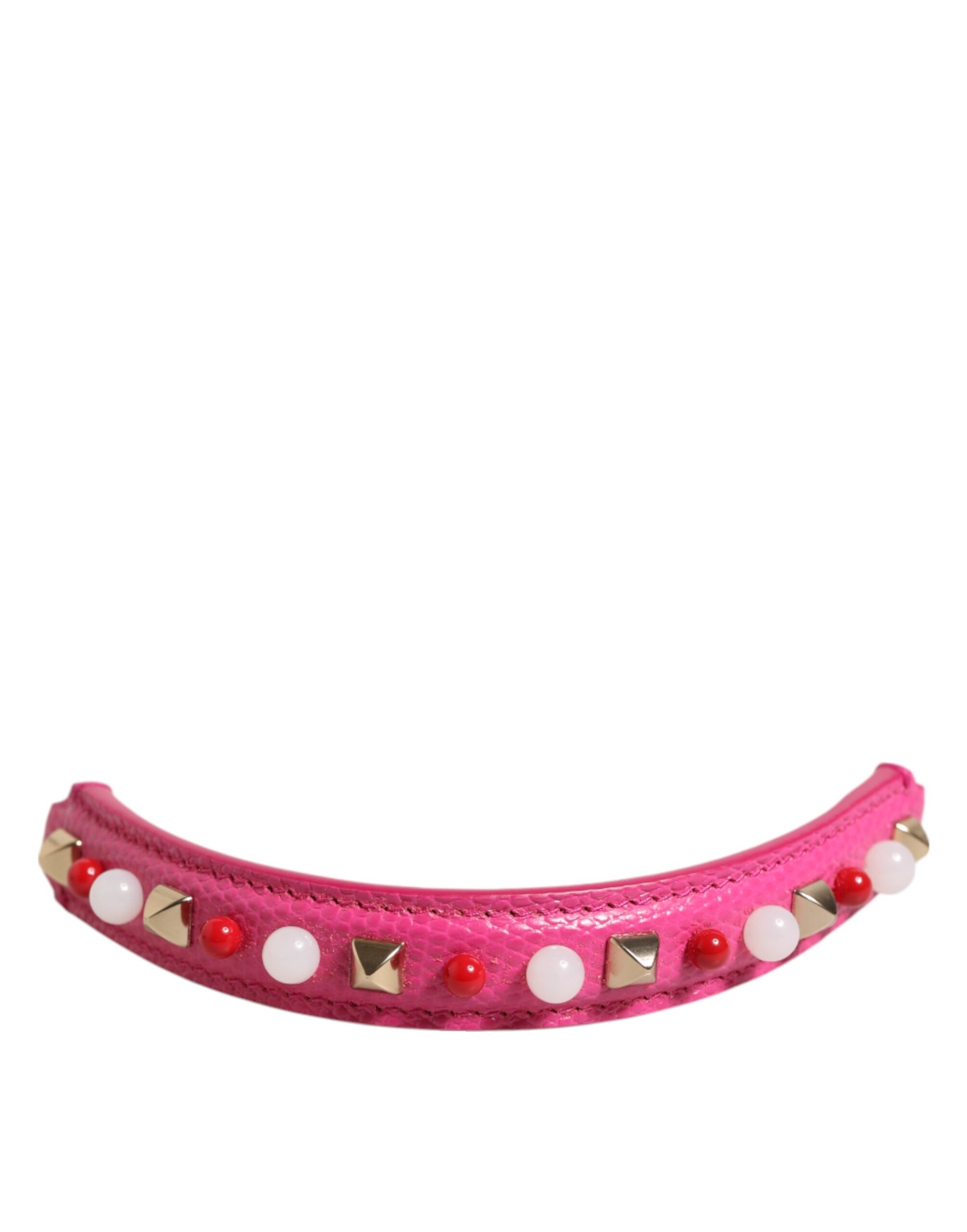 Dolce & Gabbana Pink Leather Embellished Bag Handle Women Shoulder Strap Glam Steals