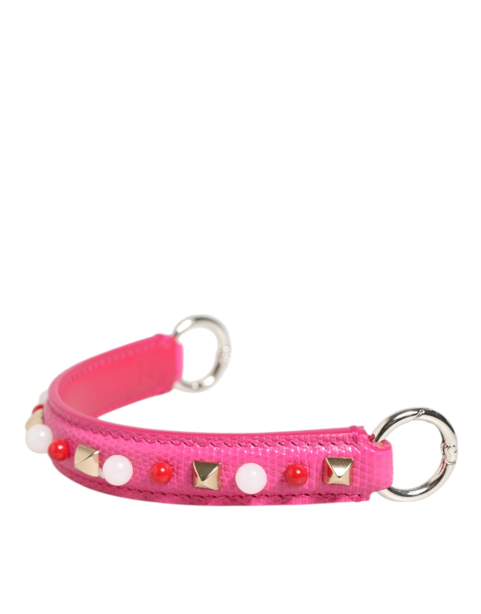 Dolce & Gabbana Pink Leather Embellished Bag Handle Women Shoulder Strap Glam Steals