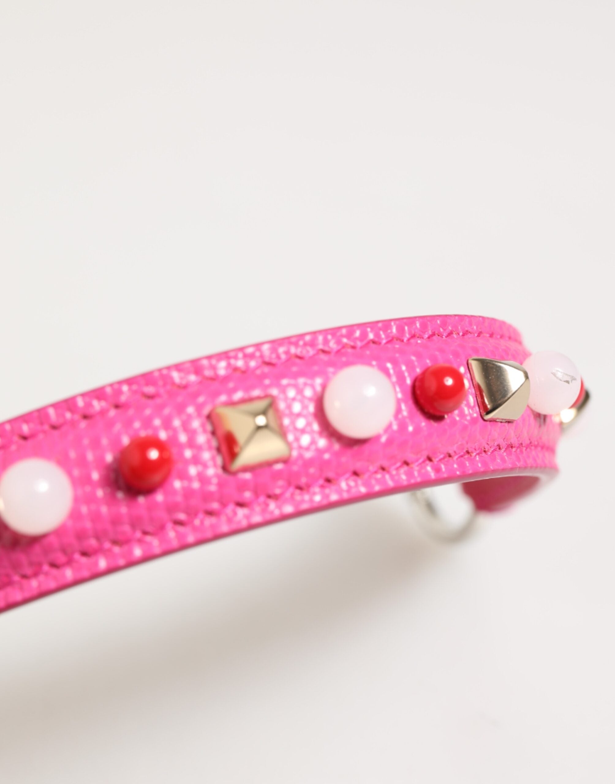 Dolce & Gabbana Pink Leather Embellished Bag Handle Women Shoulder Strap Glam Steals