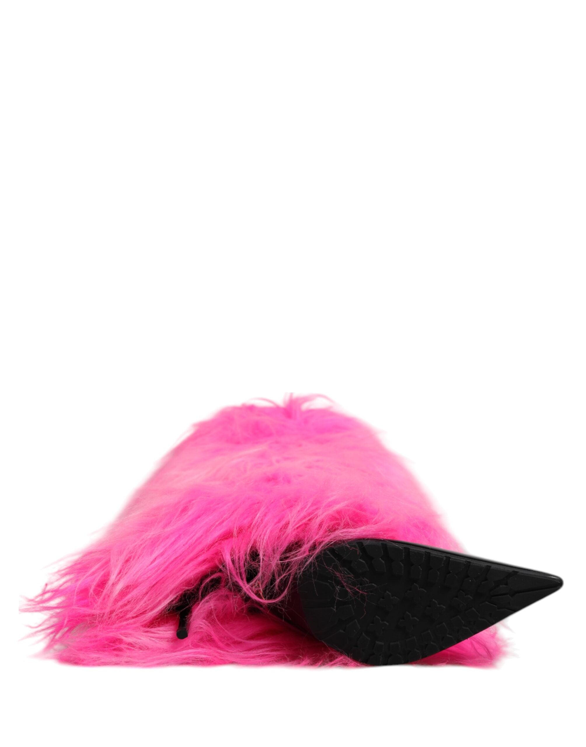 Dolce & Gabbana Pink Leather Faux Fur Boots Glam Steals
