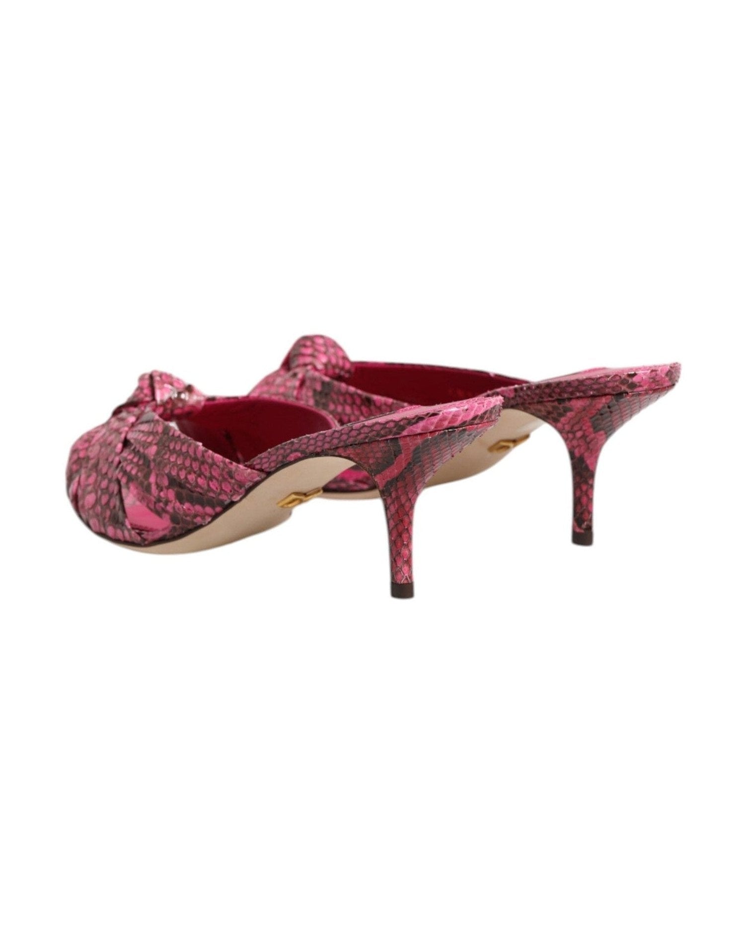 Dolce & Gabbana Pink Leather Heels Slides Sandals Shoes Heels