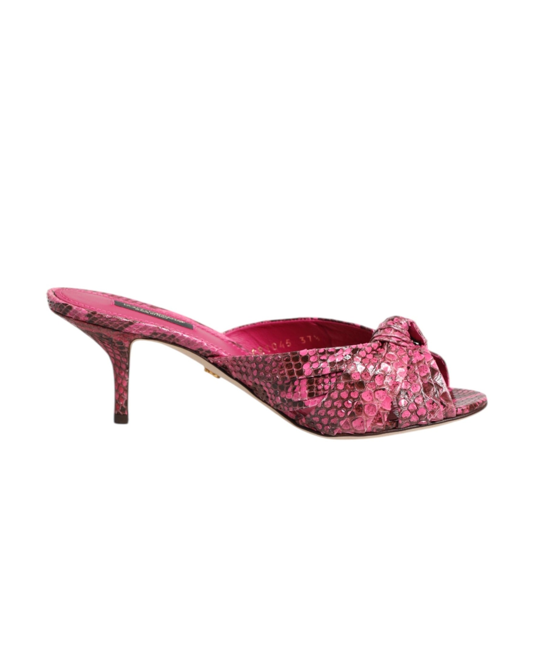 Dolce & Gabbana Pink Leather Heels Slides Sandals Shoes Glam Steals