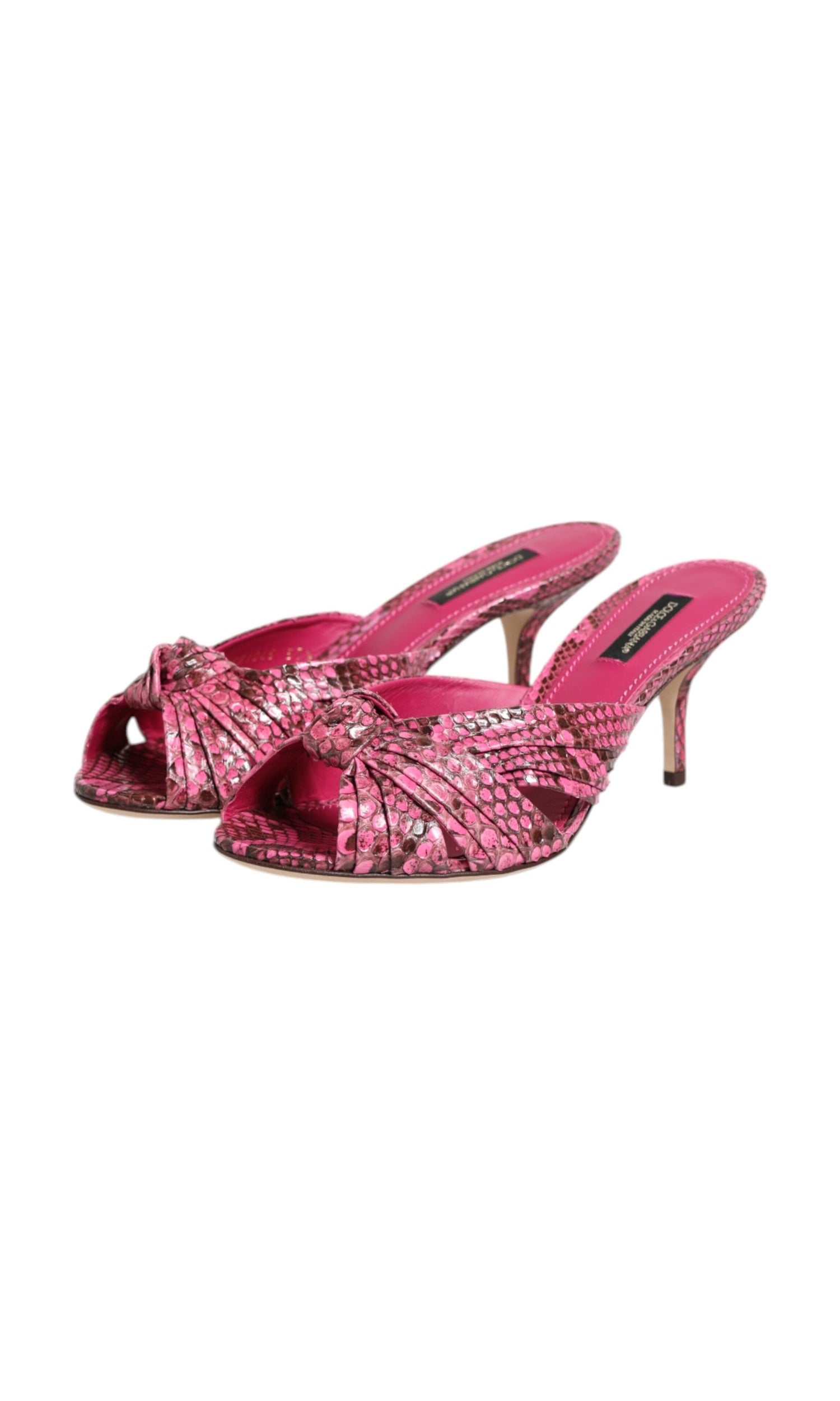 Dolce & Gabbana Pink Leather Heels Slides Sandals Shoes Glam Steals