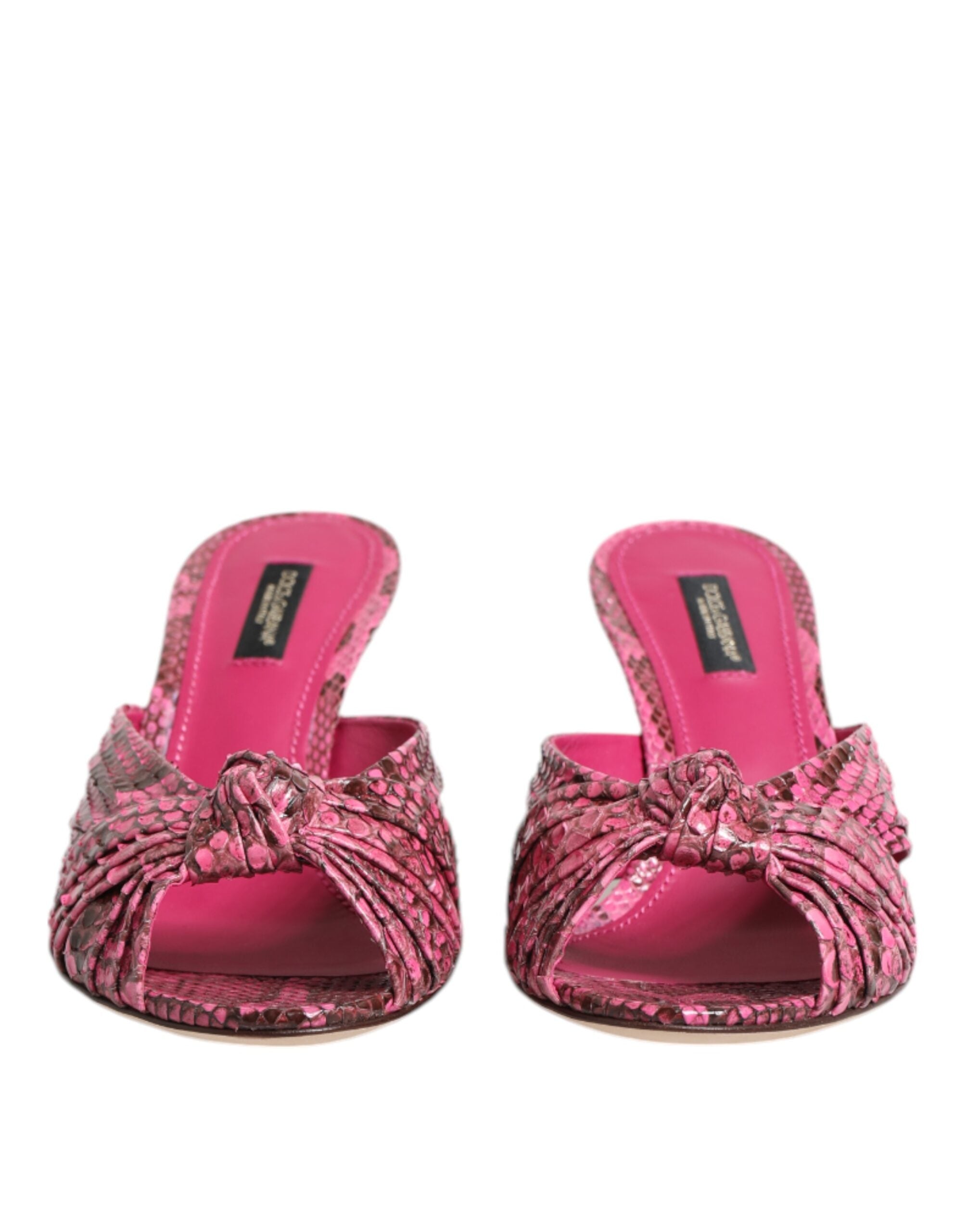 Dolce & Gabbana Pink Leather Heels Slides Sandals Shoes Glam Steals
