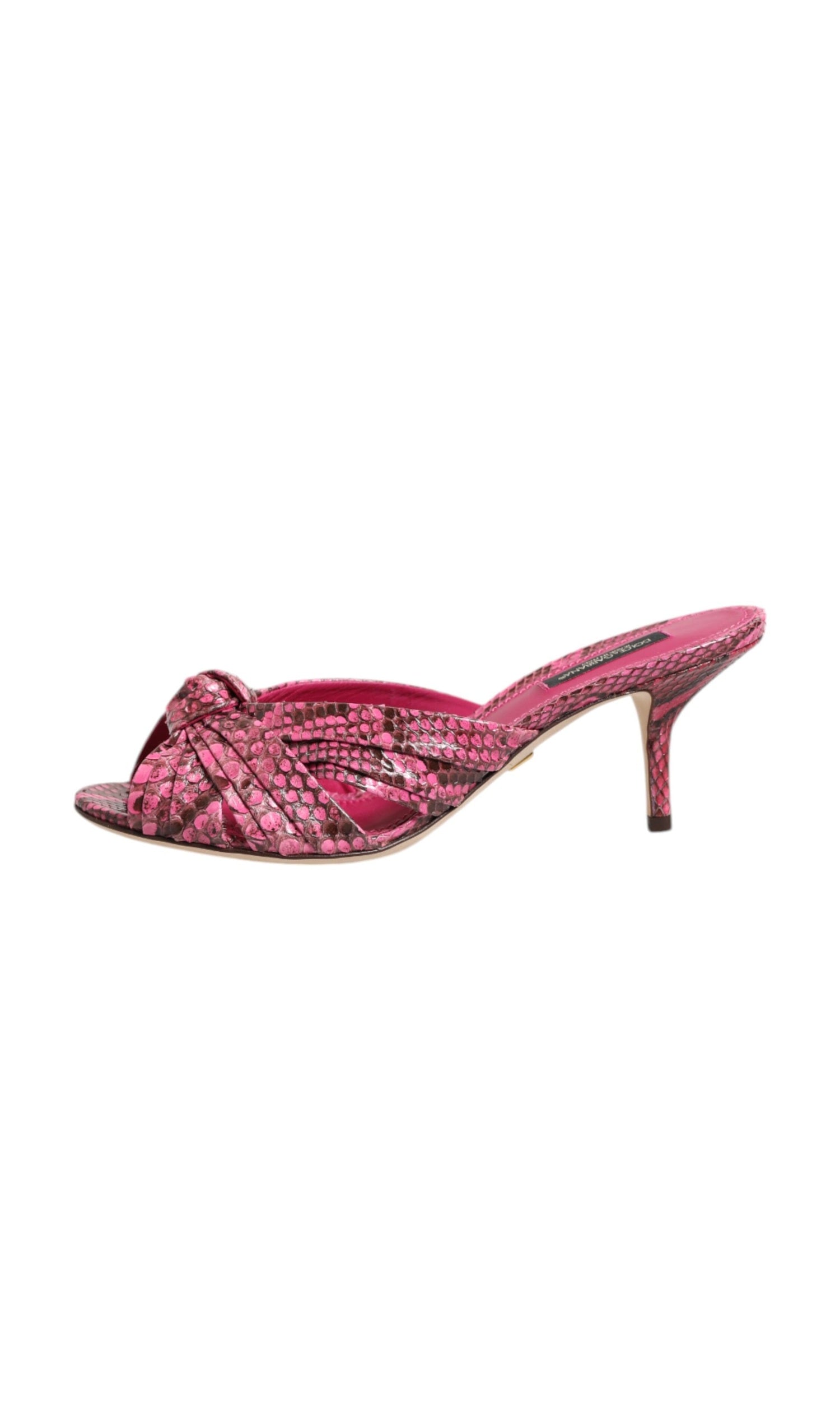 Dolce & Gabbana Pink Leather Heels Slides Sandals Shoes Glam Steals