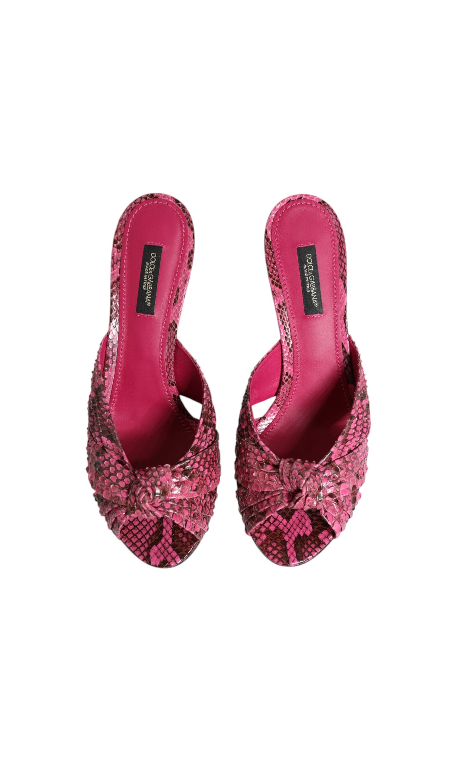 Dolce & Gabbana Pink Leather Heels Slides Sandals Shoes Glam Steals