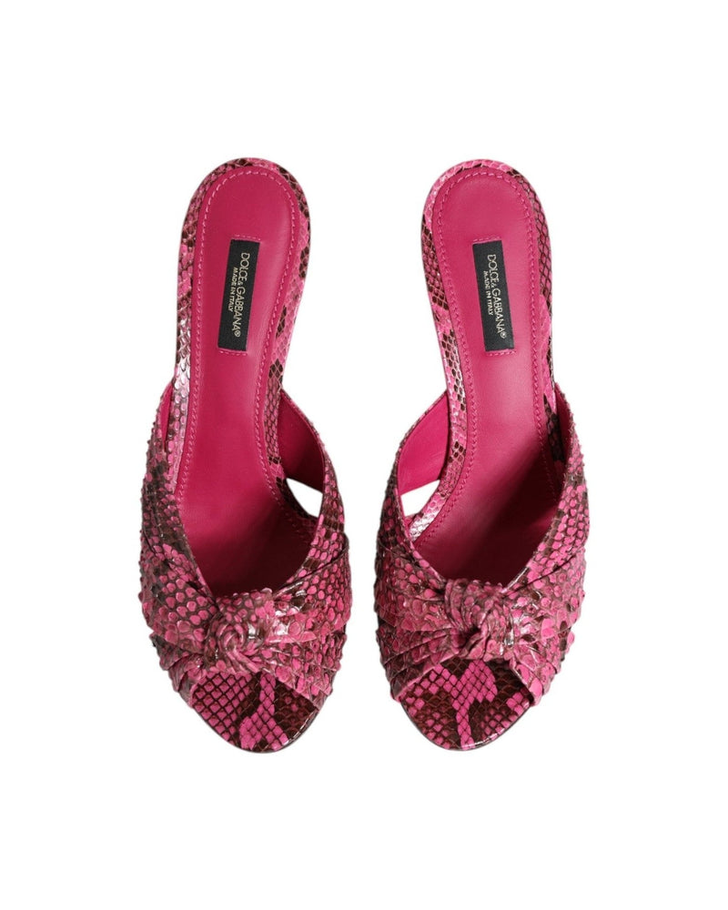 Dolce & Gabbana Pink Leather Heels Slides Sandals Shoes Glam Steals