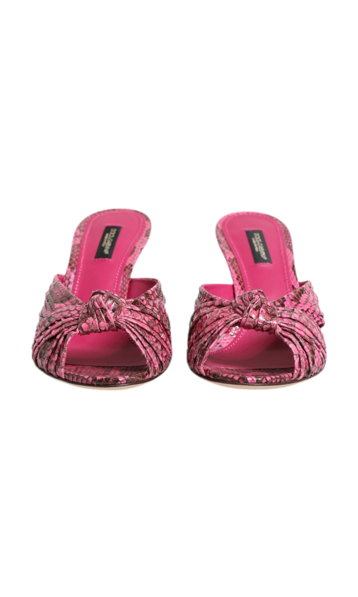 Dolce & Gabbana Pink Leather Heels Slides Sandals Shoes Glam Steals
