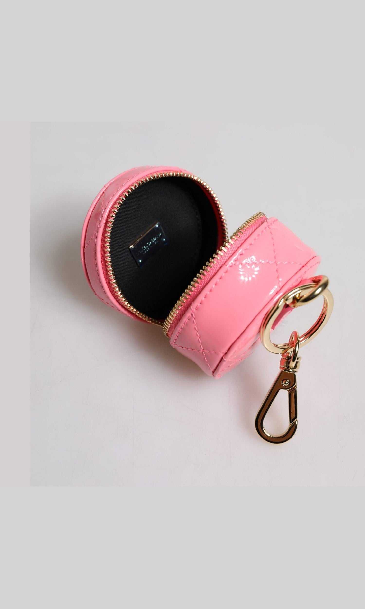 Dolce & Gabbana Pink Leather Lamb Dg Crystal Round Coin Purse Wallet Glam Steals