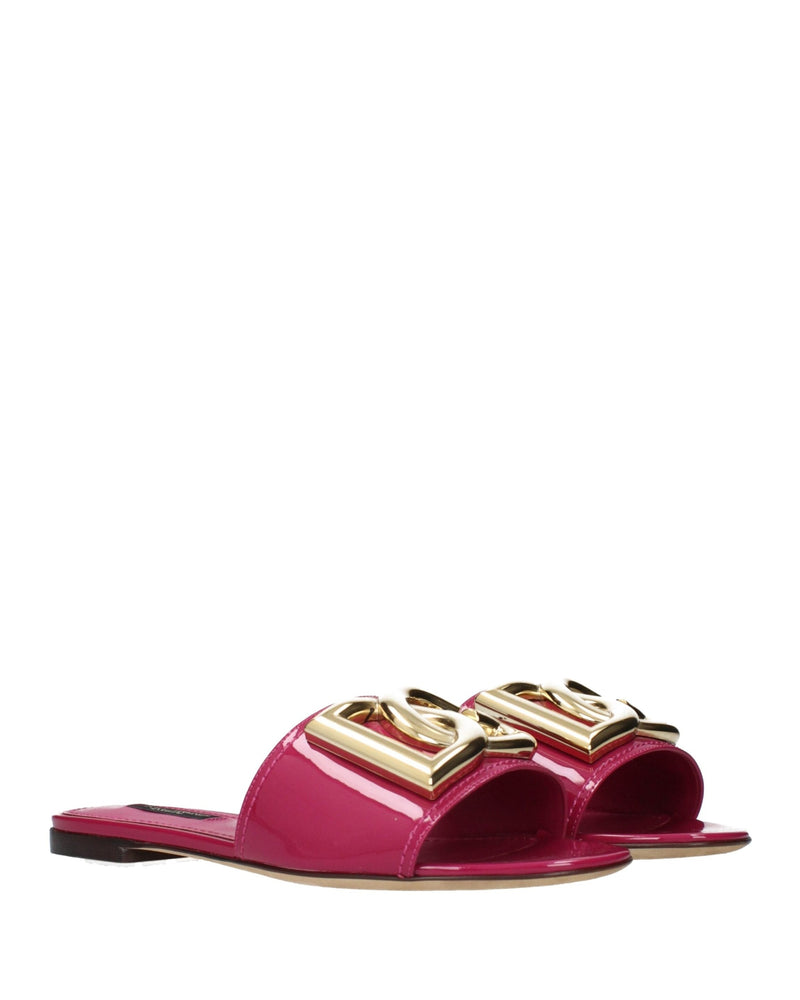 Dolce & Gabbana Pink Leather Slippers Glam Steals