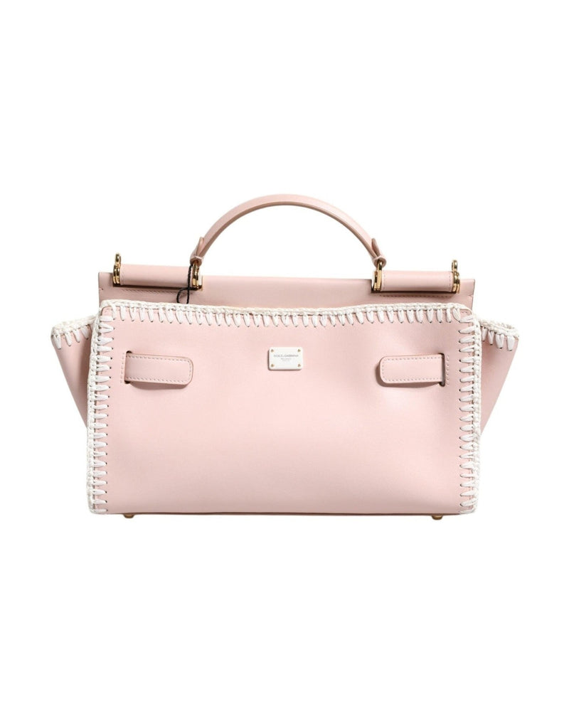 Dolce & Gabbana Light Logo Plaque Soft Leather Strap Crossbody Pink Bag Glam Steals