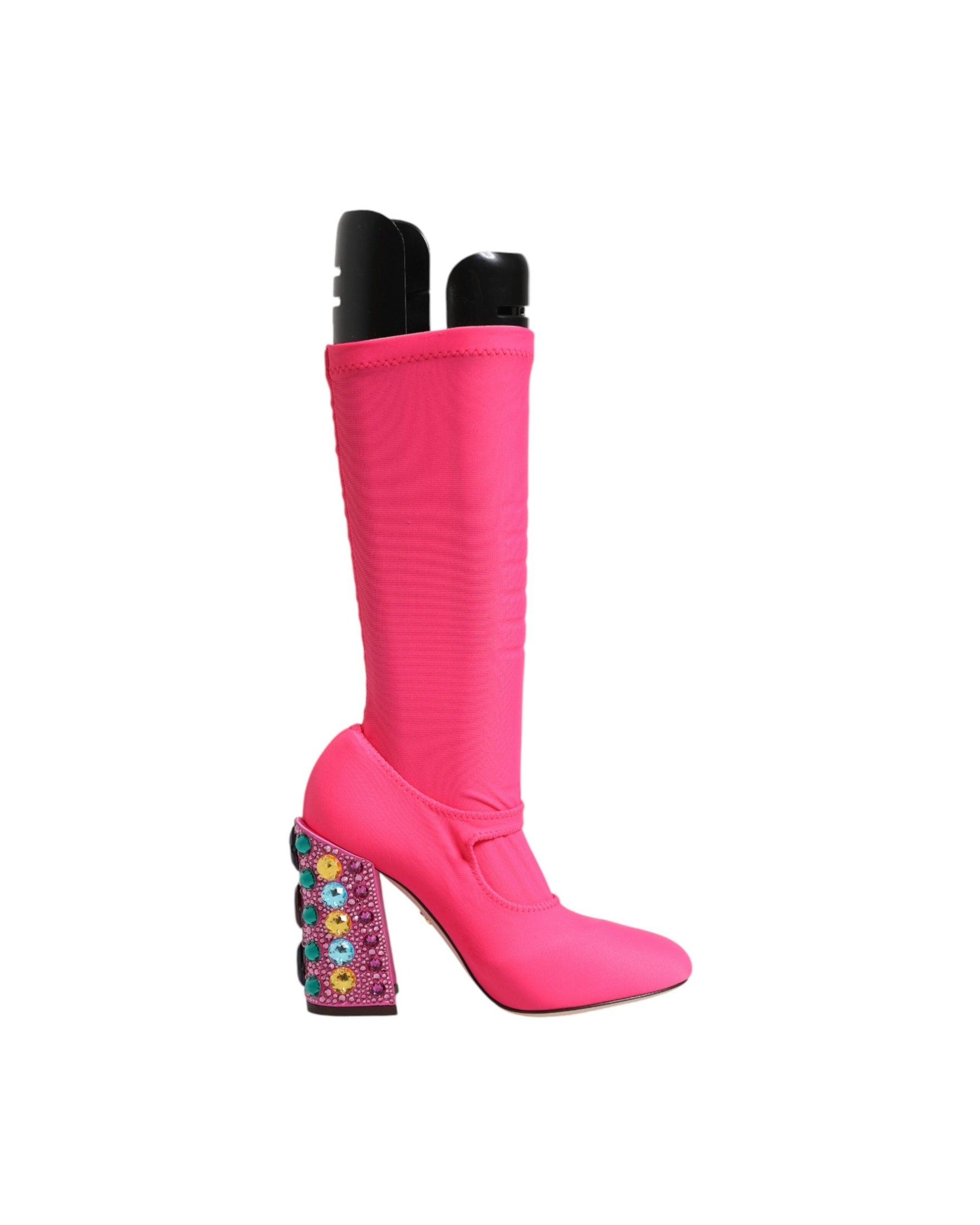 Dolce & Gabbana Pink Nylon Crystal Vally High Boots Shoes Glam Steals