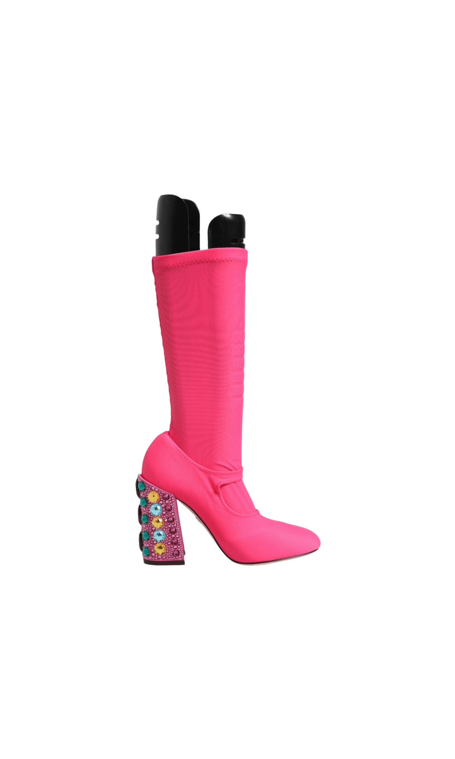Dolce & Gabbana Pink Nylon Crystal Vally High Boots Shoes Glam Steals