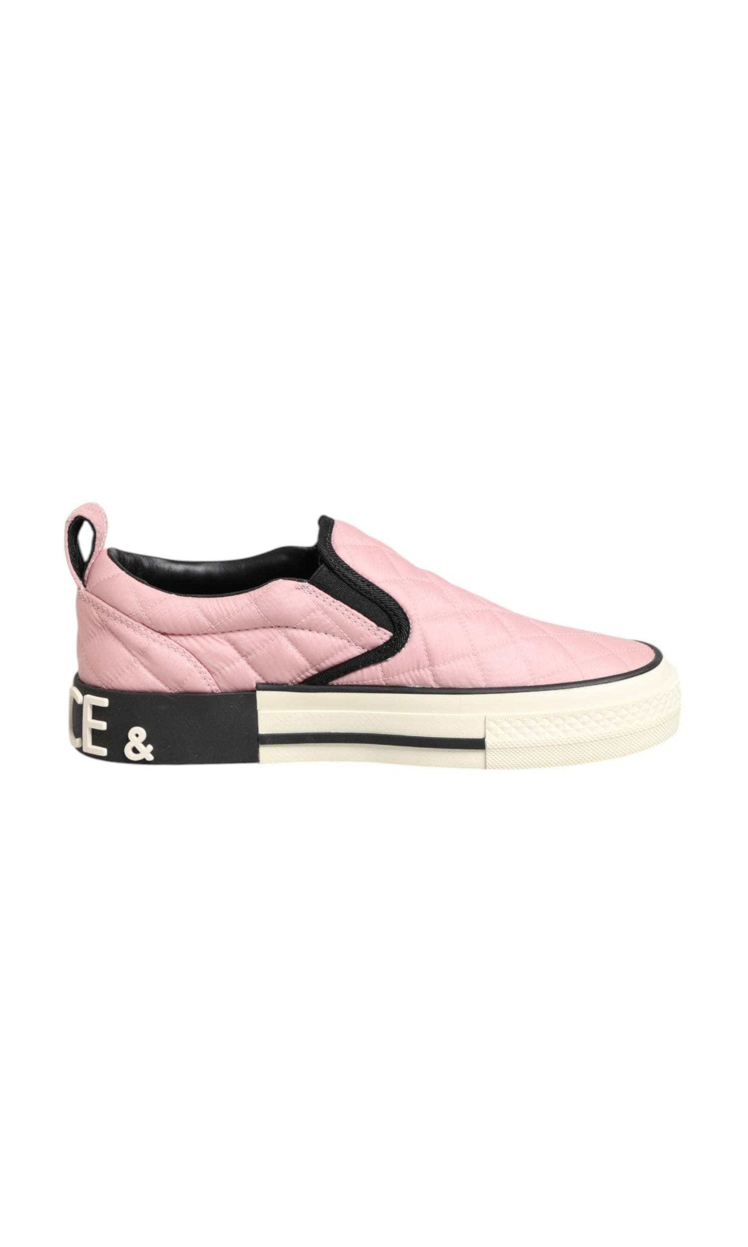 Dolce & Gabbana Pink Nylon Quilted Slip On Sneaker Shoes Glam Steals