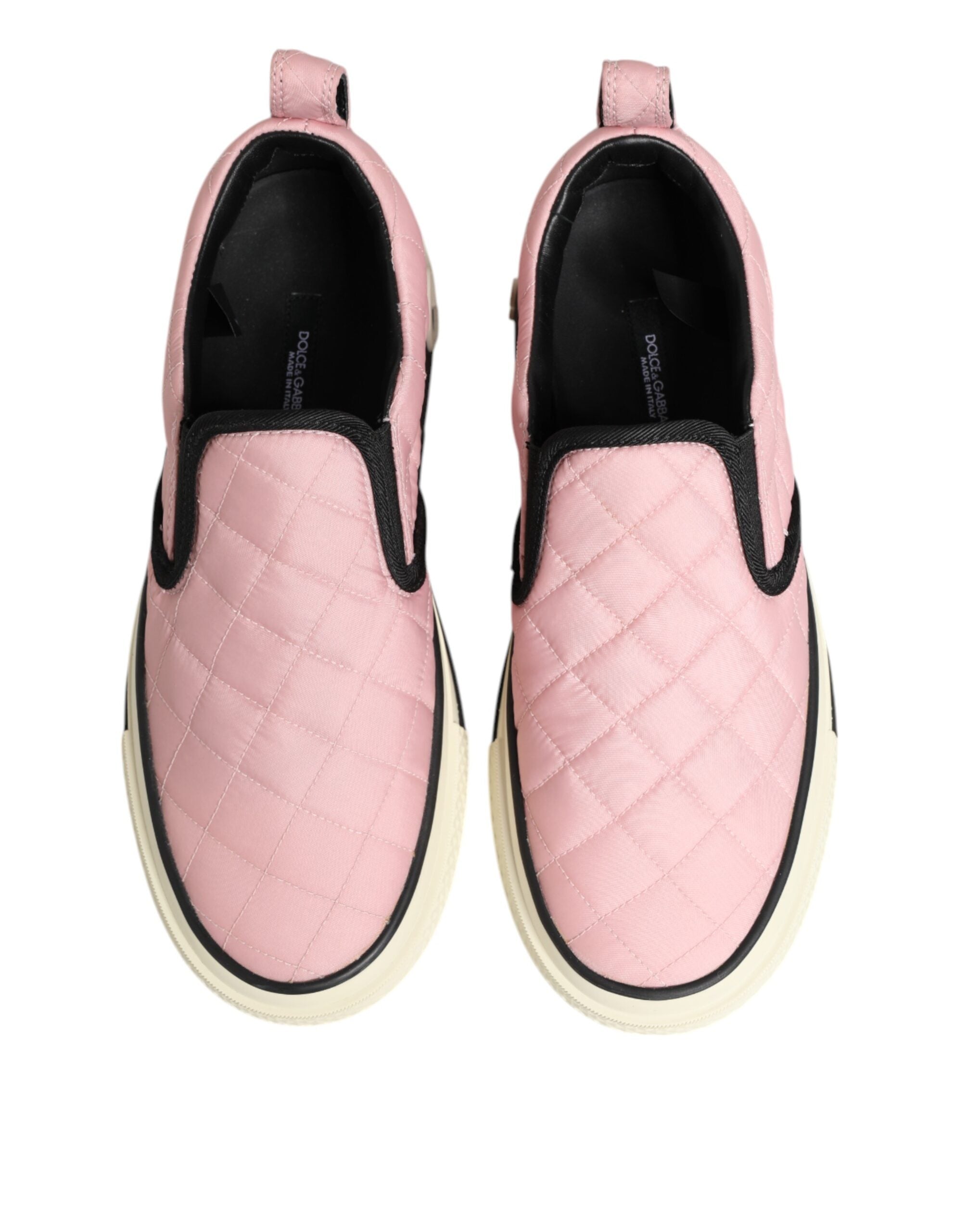 Dolce & Gabbana Pink Nylon Quilted Slip On Sneaker Shoes Glam Steals