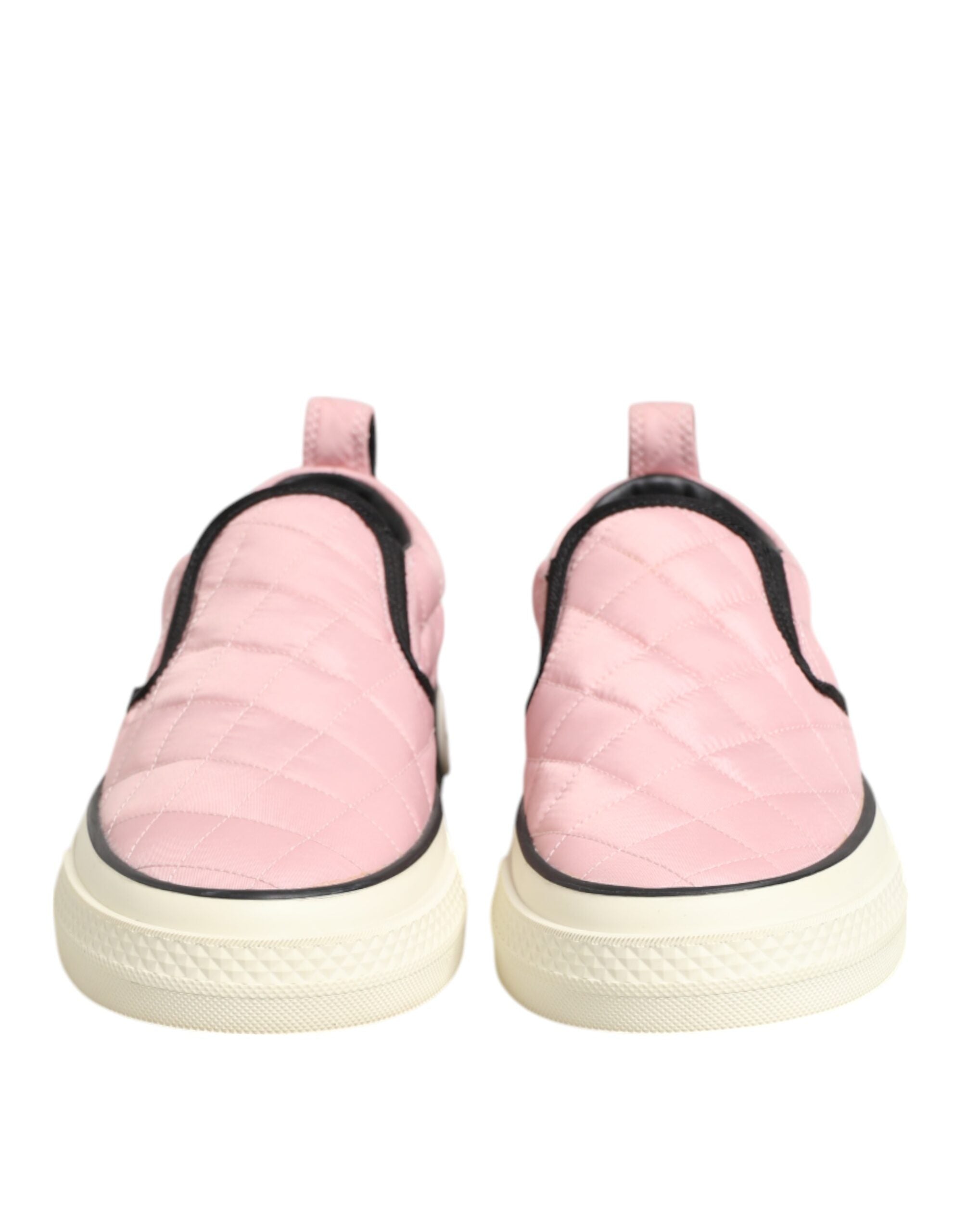 Dolce & Gabbana Pink Nylon Quilted Slip On Sneaker Shoes Glam Steals