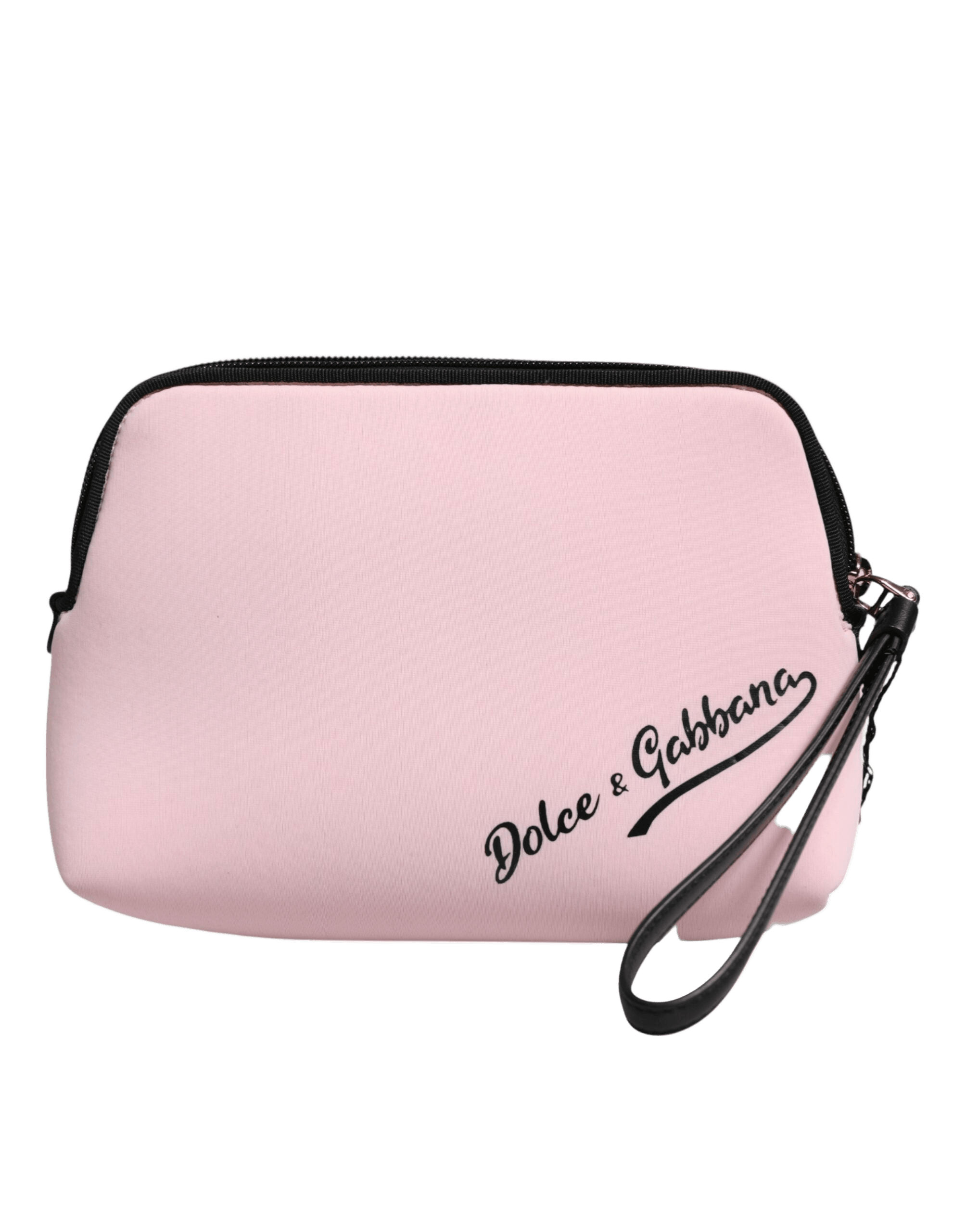 Dolce & Gabbana Pink Nylon Solid Dg Logo Print Clutch Zip Borse Pouch Bag Glam Steals
