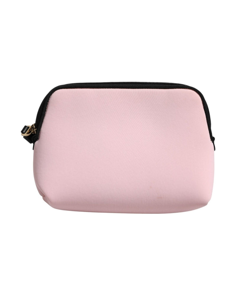 Dolce & Gabbana Pink Nylon Solid Dg Logo Print Clutch Zip Borse Pouch Bag Glam Steals