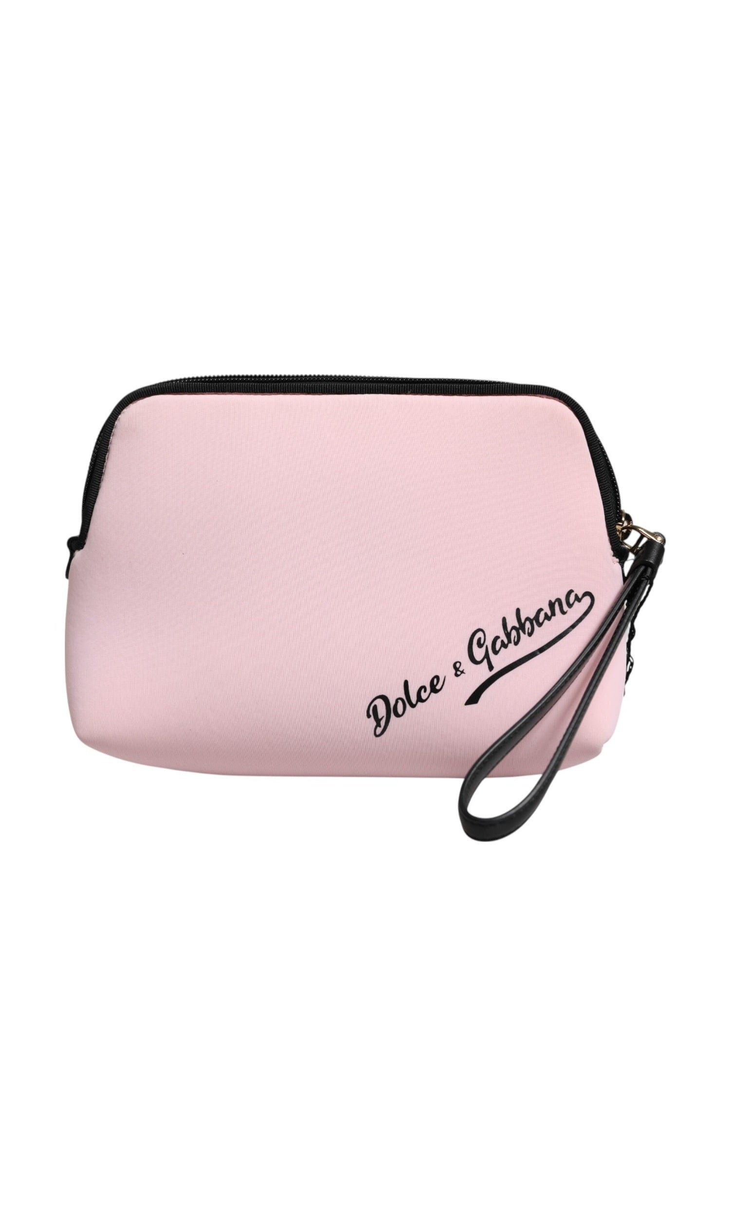 Dolce & Gabbana Pink Nylon Solid Dg Logo Print Clutch Zip Borse Pouch Bag Glam Steals