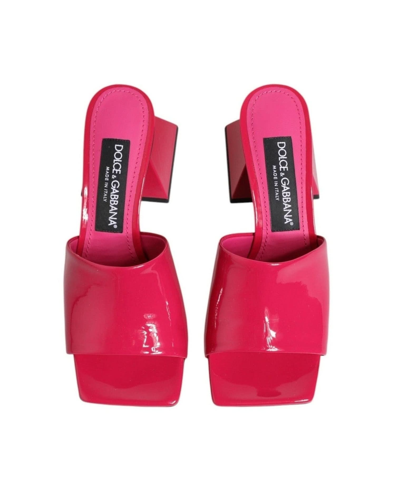 Dolce & Gabbana Pink Open Toe Block Heel Mules Sandals Shoes Heels