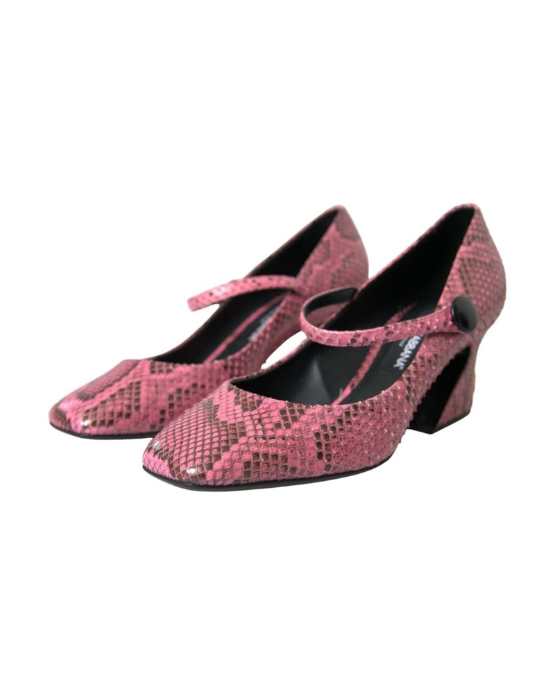 Dolce & Gabbana Pink Python Leather Mary Jane Heels Shoes Heels