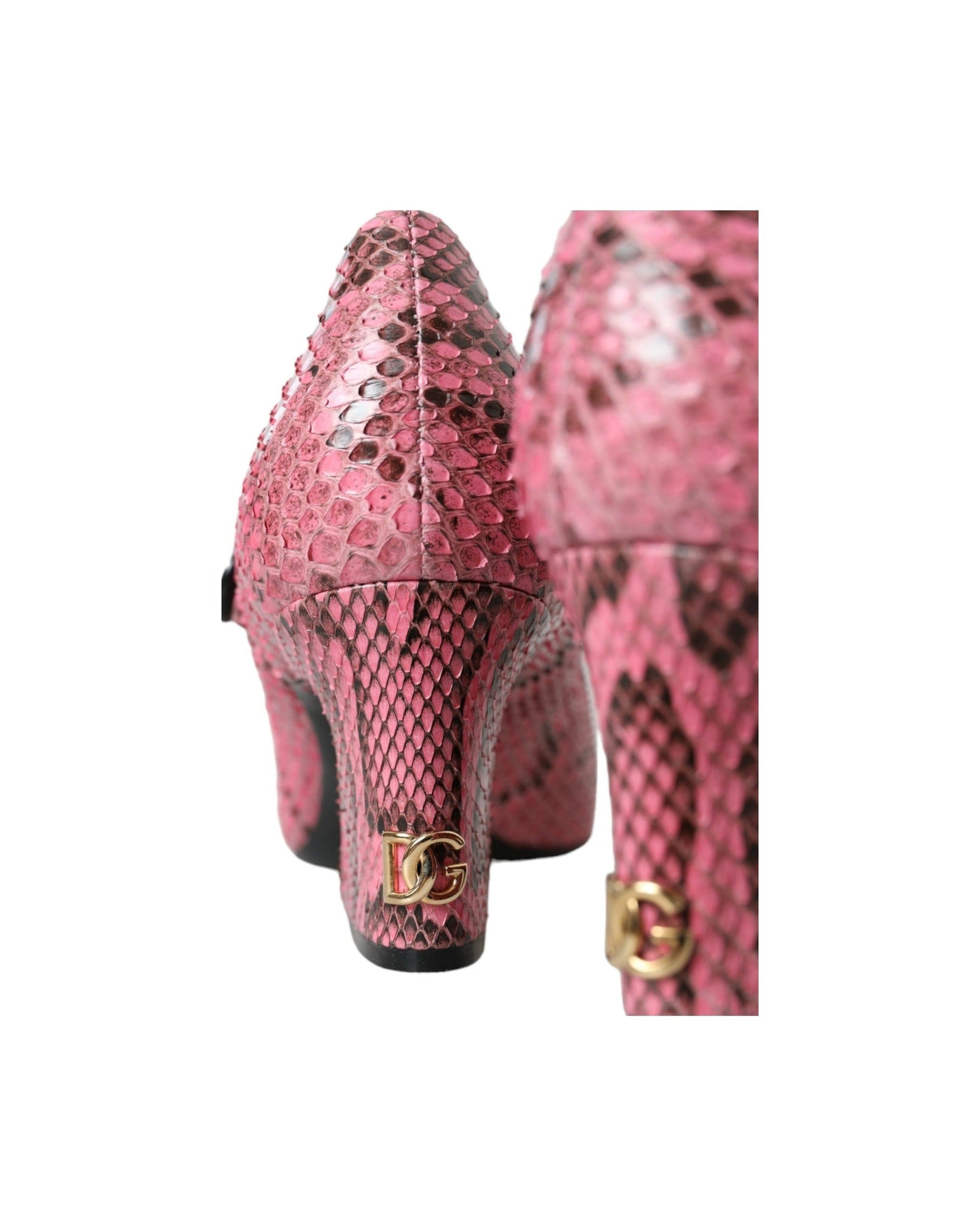 Dolce & Gabbana Pink Python Leather Mary Jane Heels Shoes Heels