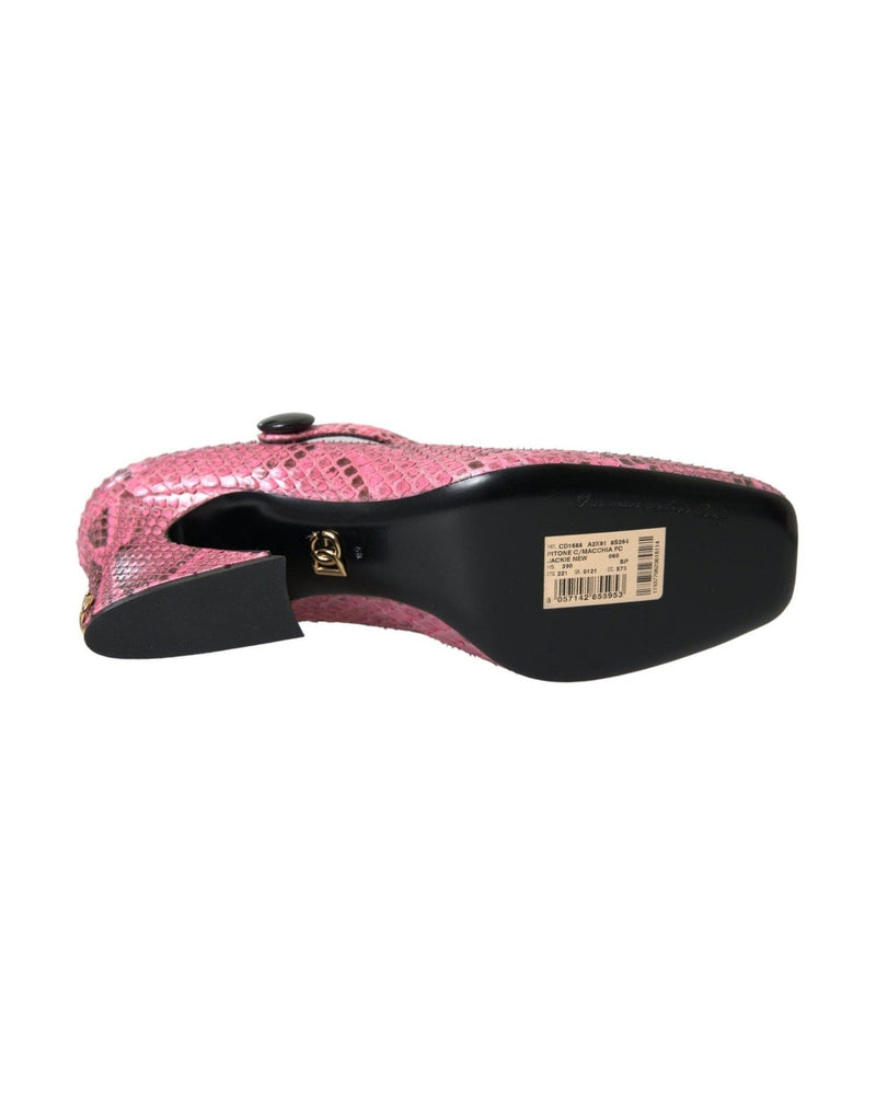 Dolce & Gabbana Pink Python Leather Mary Jane Heels Shoes Glam Steals