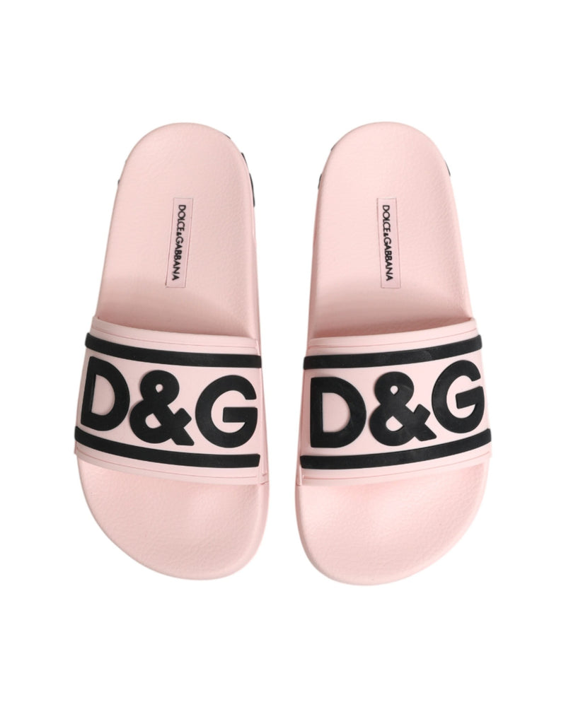 Dolce & Gabbana Pink Rubber Slides Sandals Beachwear Shoes Glam Steals