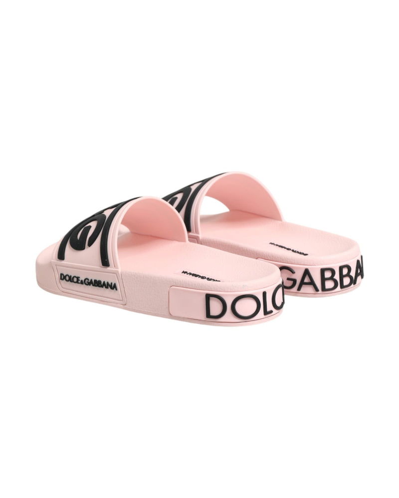 Dolce & Gabbana Pink Rubber Slides Sandals Beachwear Shoes Glam Steals