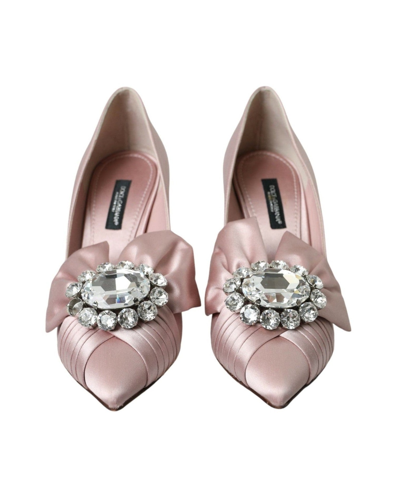 Dolce & Gabbana Pink Satin Crystal High Heels Pumps Shoes Heels