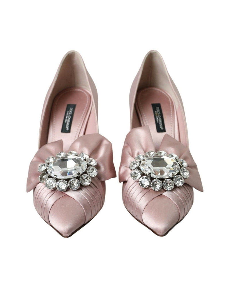 Dolce & Gabbana Pink Satin Crystal High Heels Pumps Shoes Heels