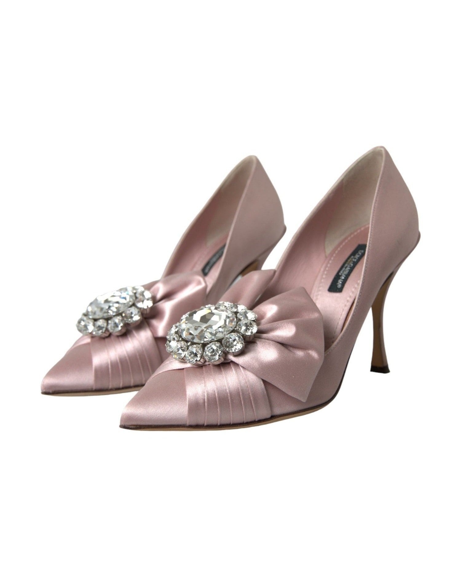 Dolce & Gabbana Pink Satin Crystal High Heels Pumps Shoes Heels